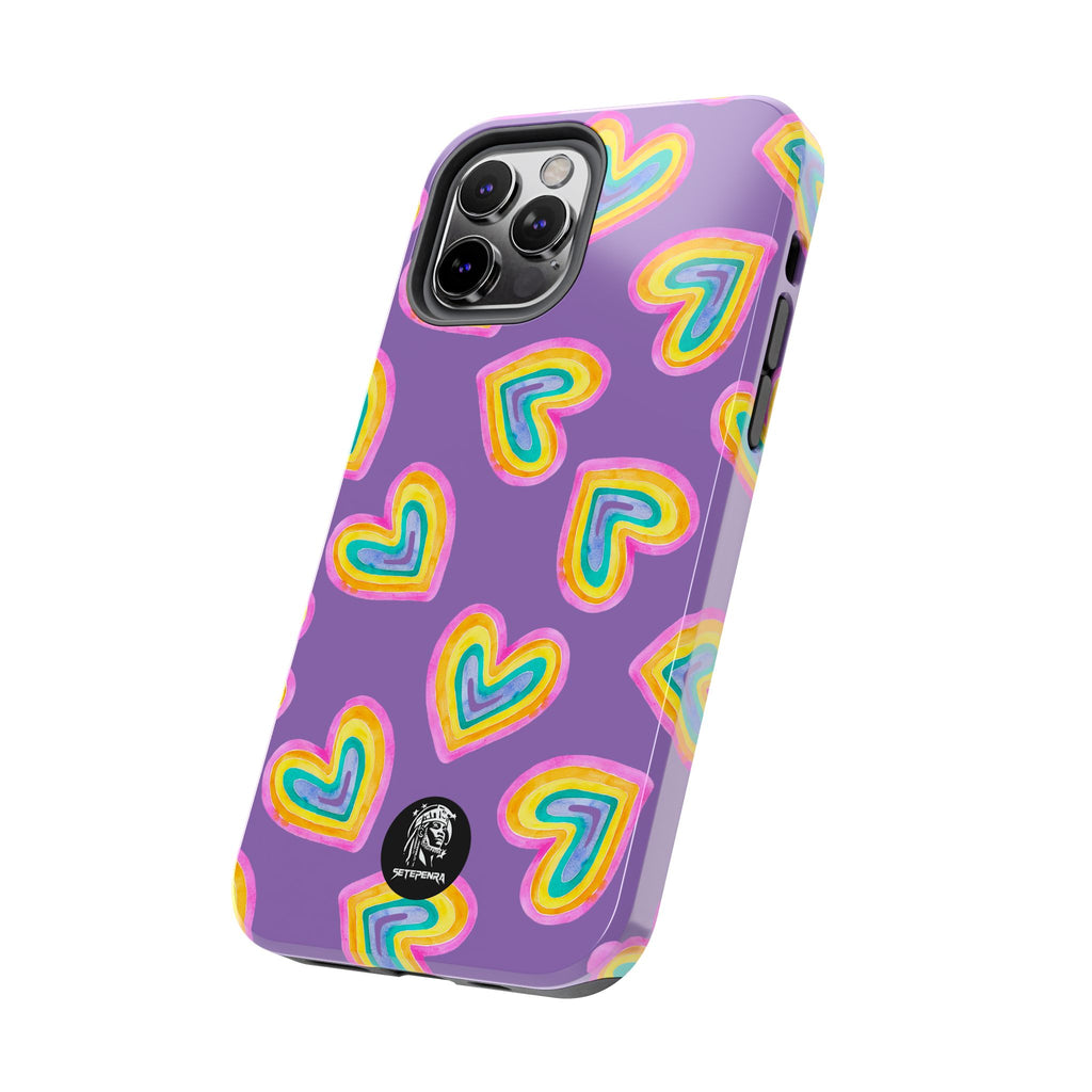Rainbow Heart Tough Phone Case (For iPhone, Galaxy & More) - Light Purple