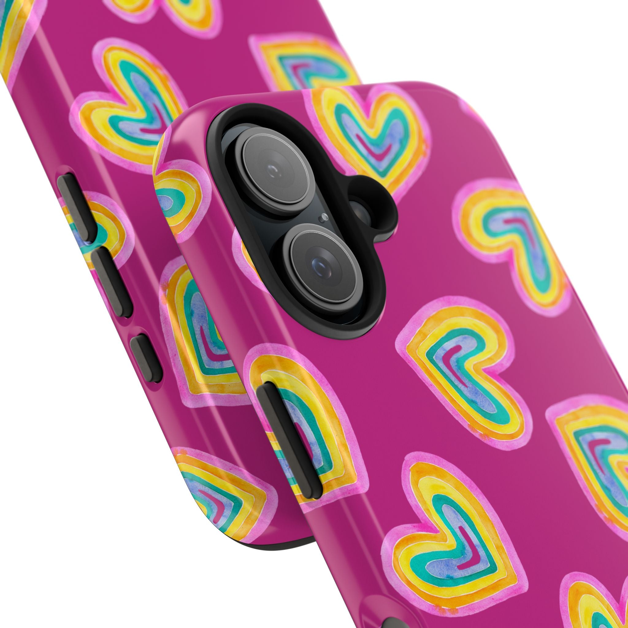Rainbow Heart Tough Phone Case (For iPhone, Galaxy & More) - Pink