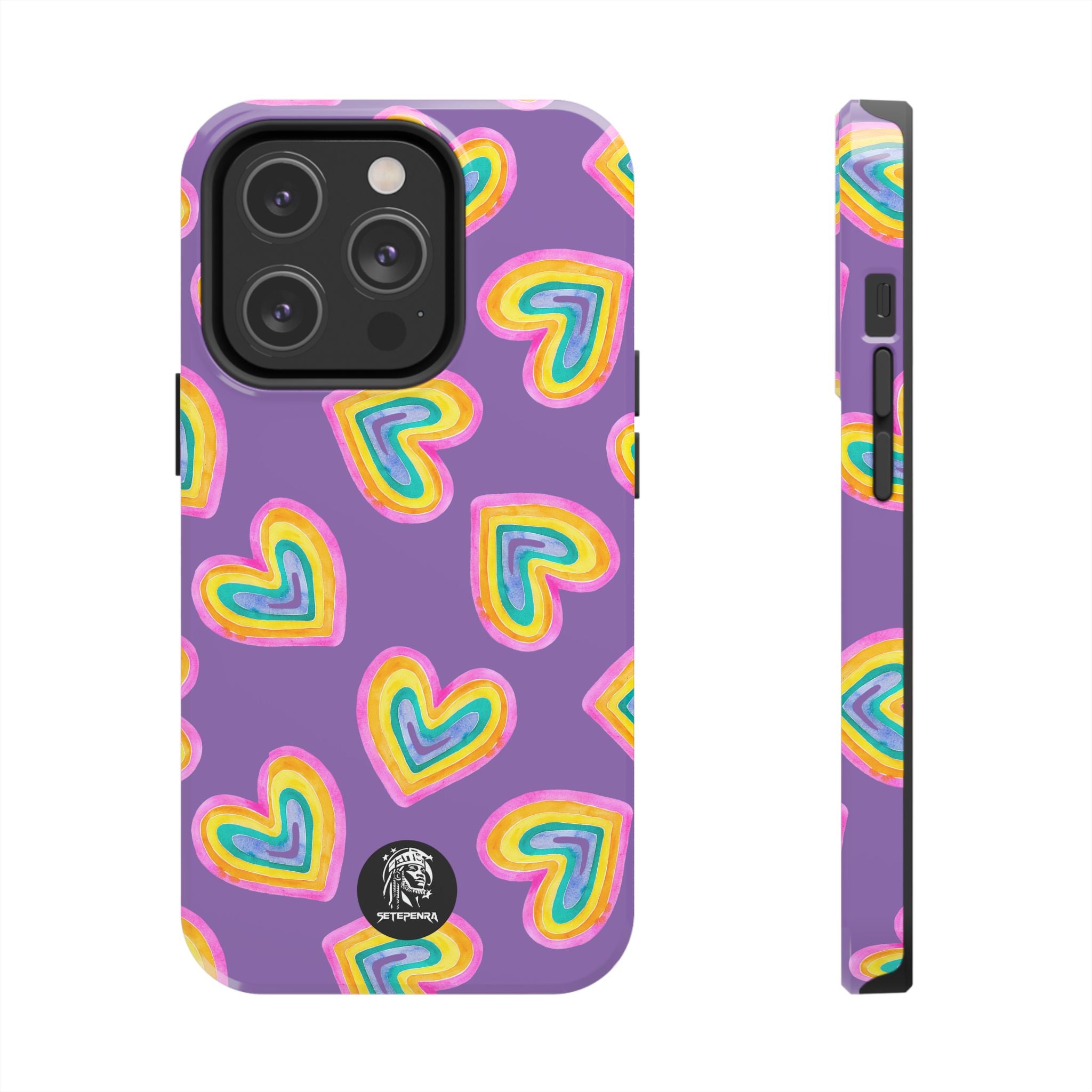 Rainbow Heart Tough Phone Case (For iPhone, Galaxy & More) - Light Purple SETEPENRA Phone Case.