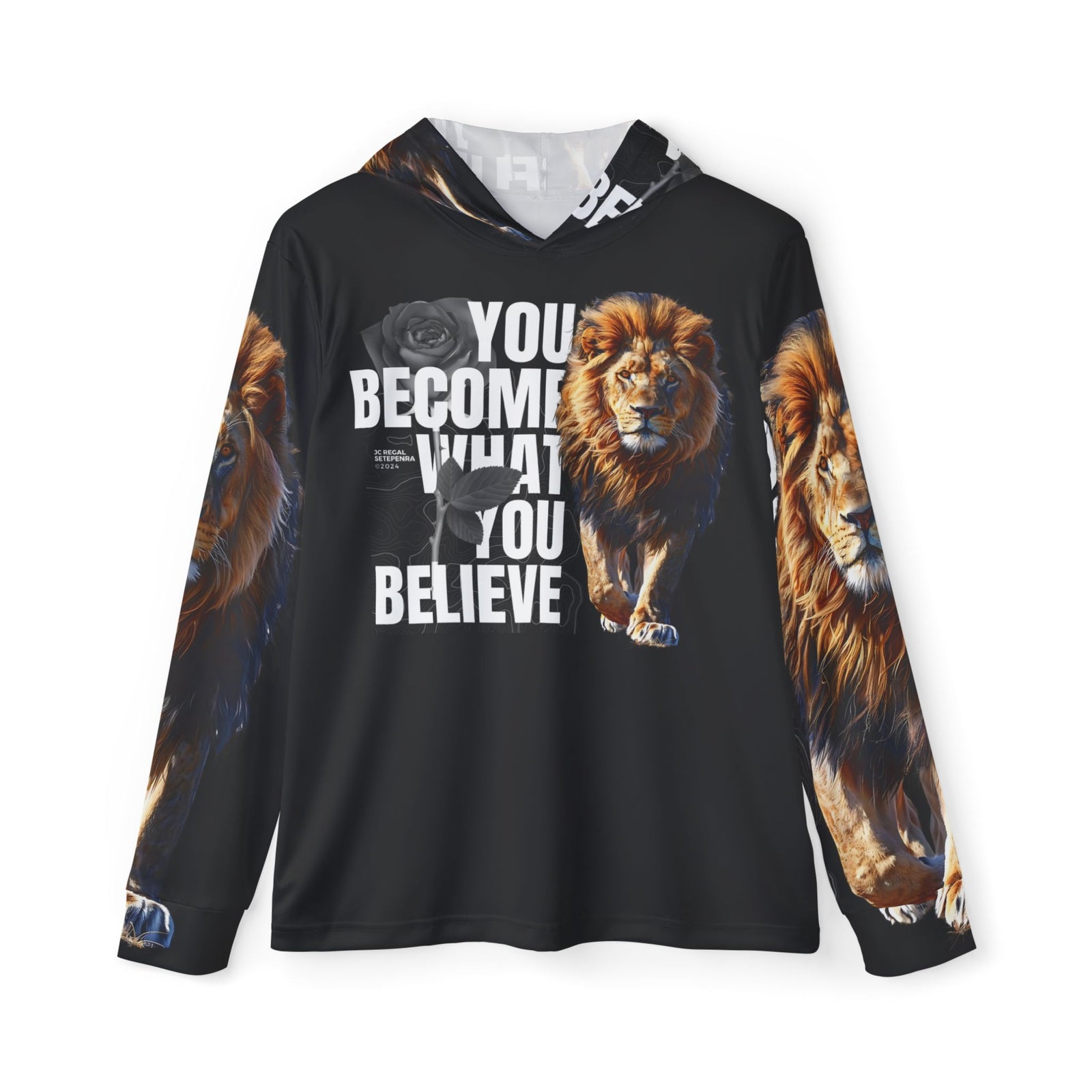 You Become What You Believe Men's Sports Warmup Hoodie (Black) SETEPENRA All Over Prints.