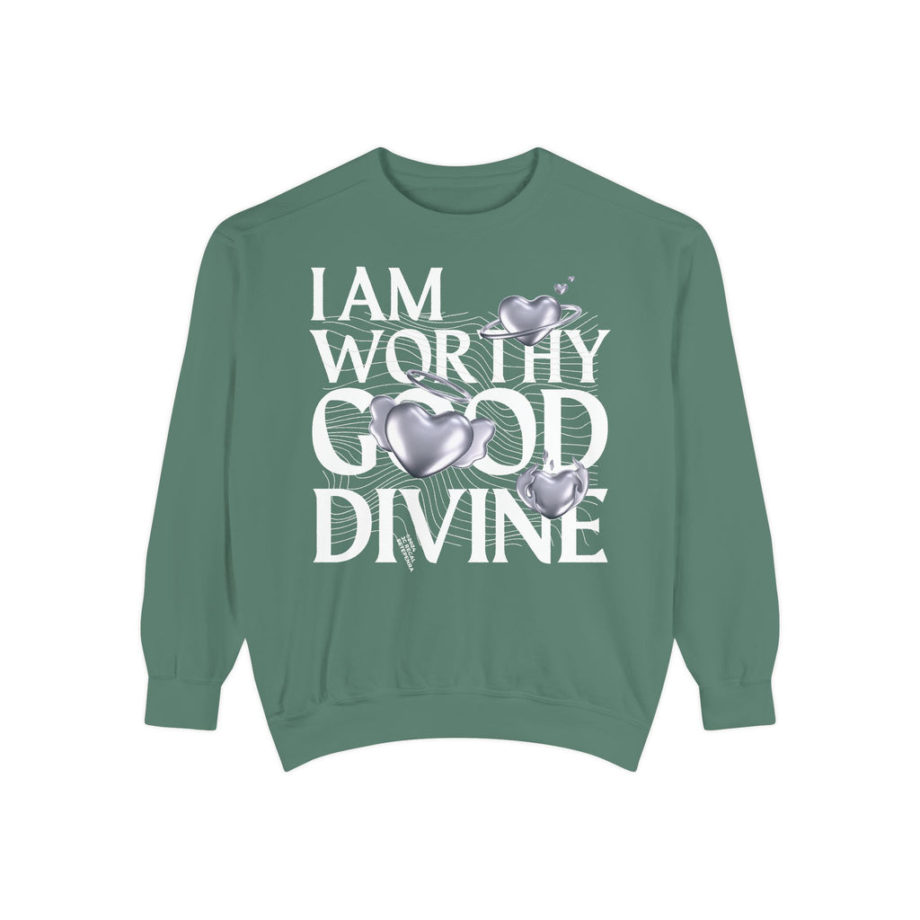 I AM WORTHY GOOD DIVINE Unisex Garment-Dyed Sweatshirt SETEPENRA Sweatshirt.