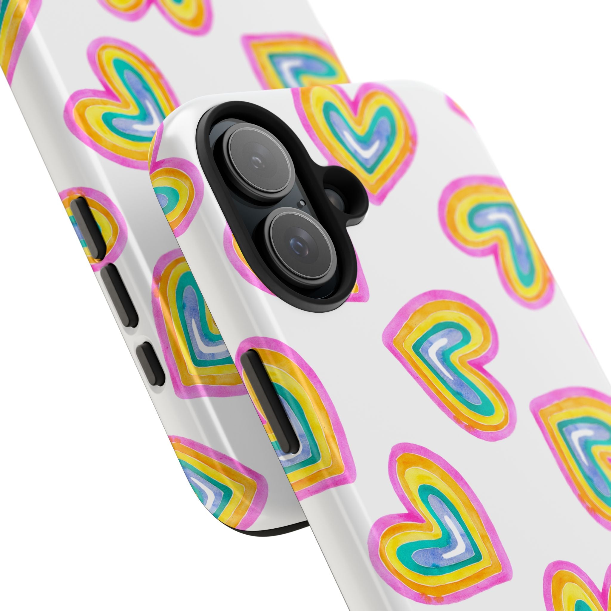 Rainbow Heart Tough Phone Case (For iPhone, Galaxy & More) - White