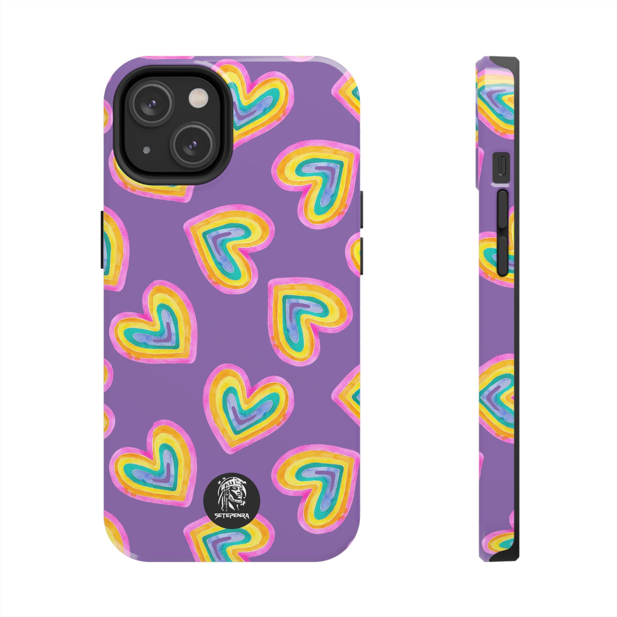 Rainbow Heart Tough Phone Case (For iPhone, Galaxy & More) - Light Purple SETEPENRA Phone Case.