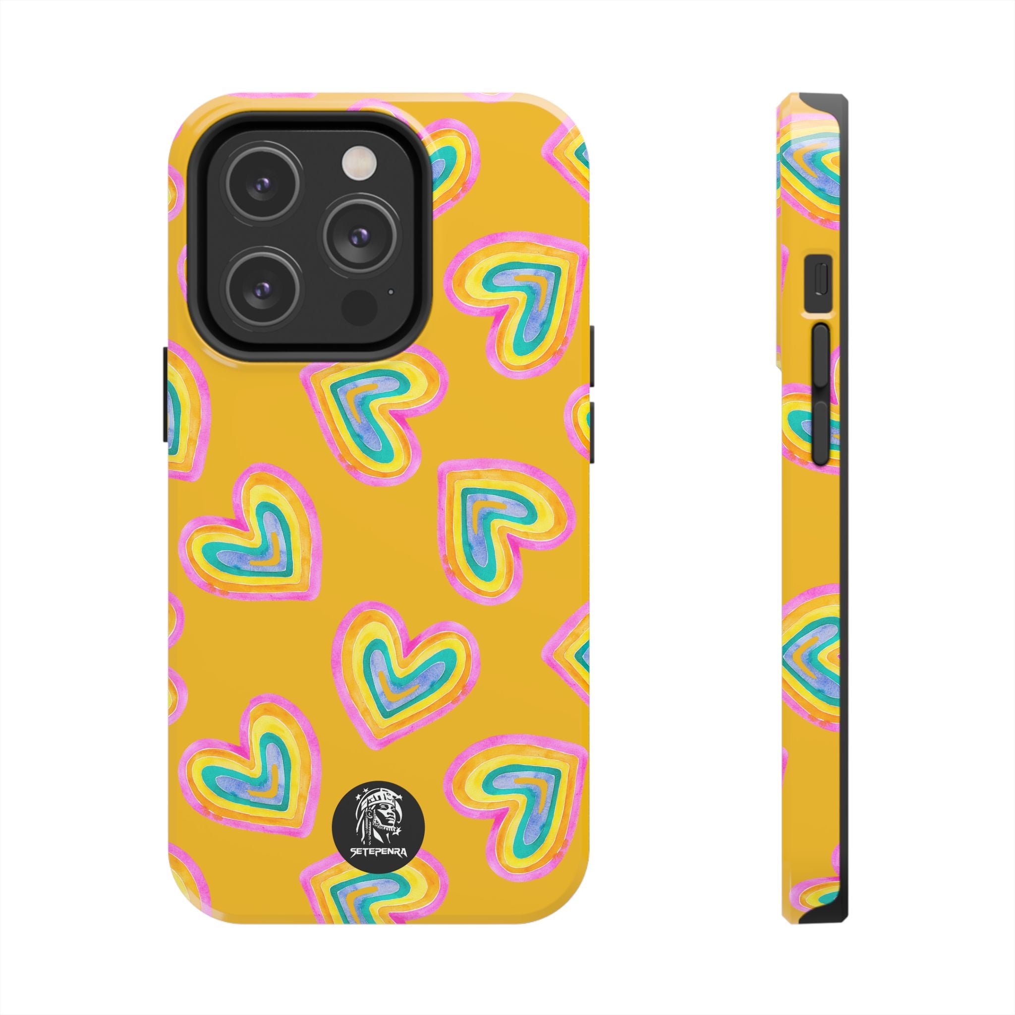 Rainbow Heart Tough Phone Case (For iPhone, Galaxy & More) - Yellow SETEPENRA Phone Case.