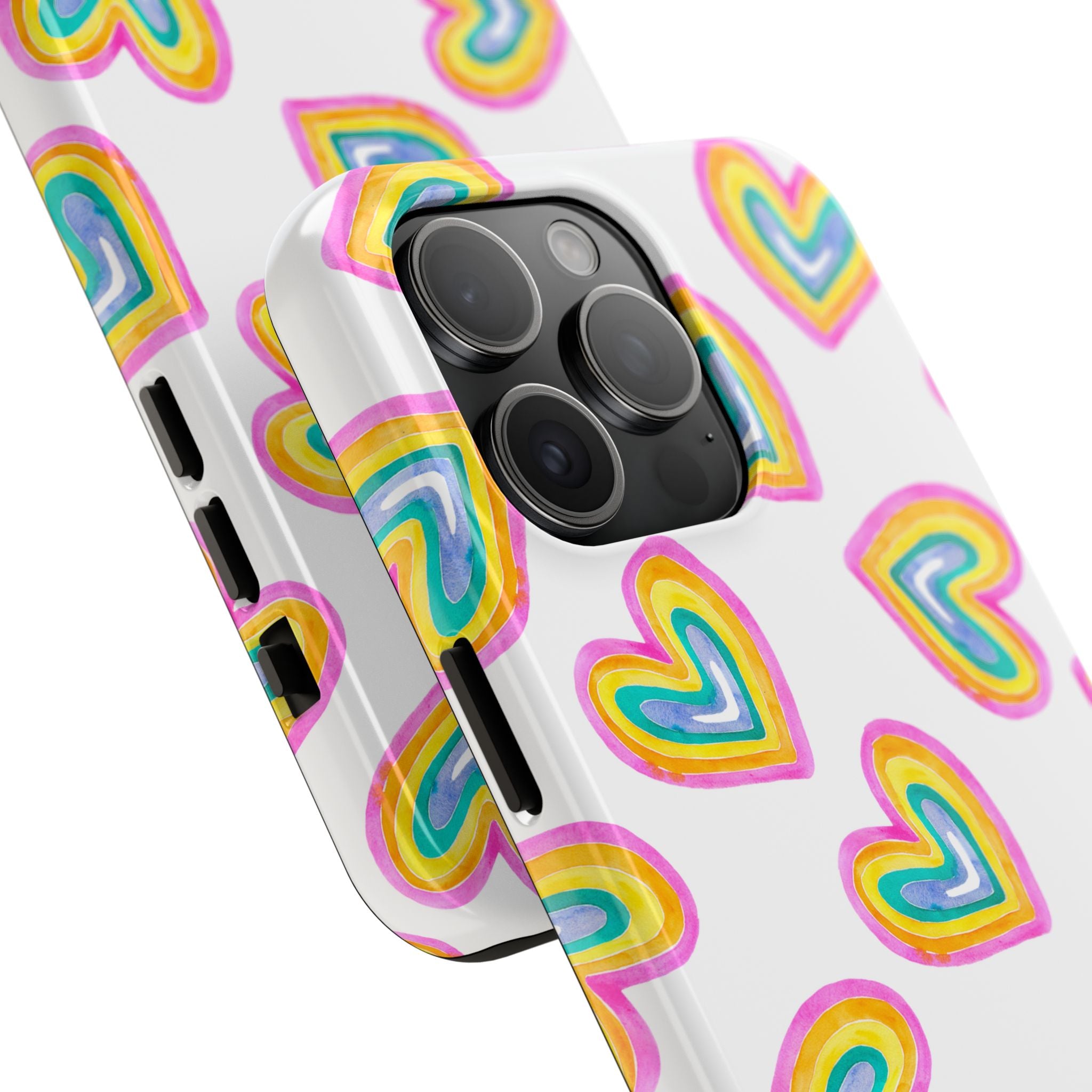 Rainbow Heart Tough Phone Case — Durable Cute Protective Phone Cover