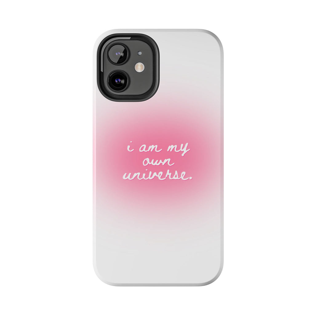 I Am My Own Universe — Pink On White Protective Cover Tough Phone Case