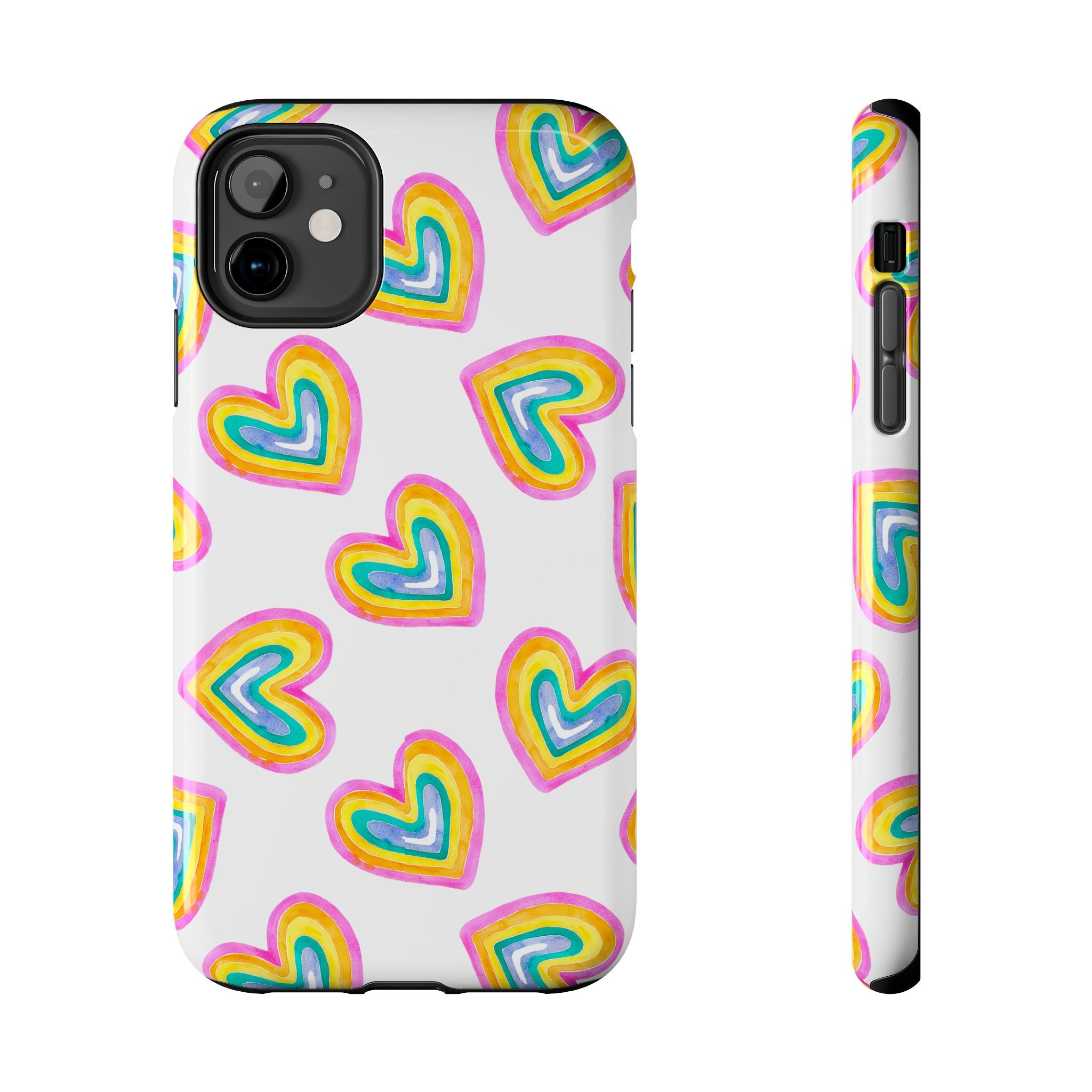 Rainbow Heart Tough Phone Case — Durable Cute Protective Phone Cover