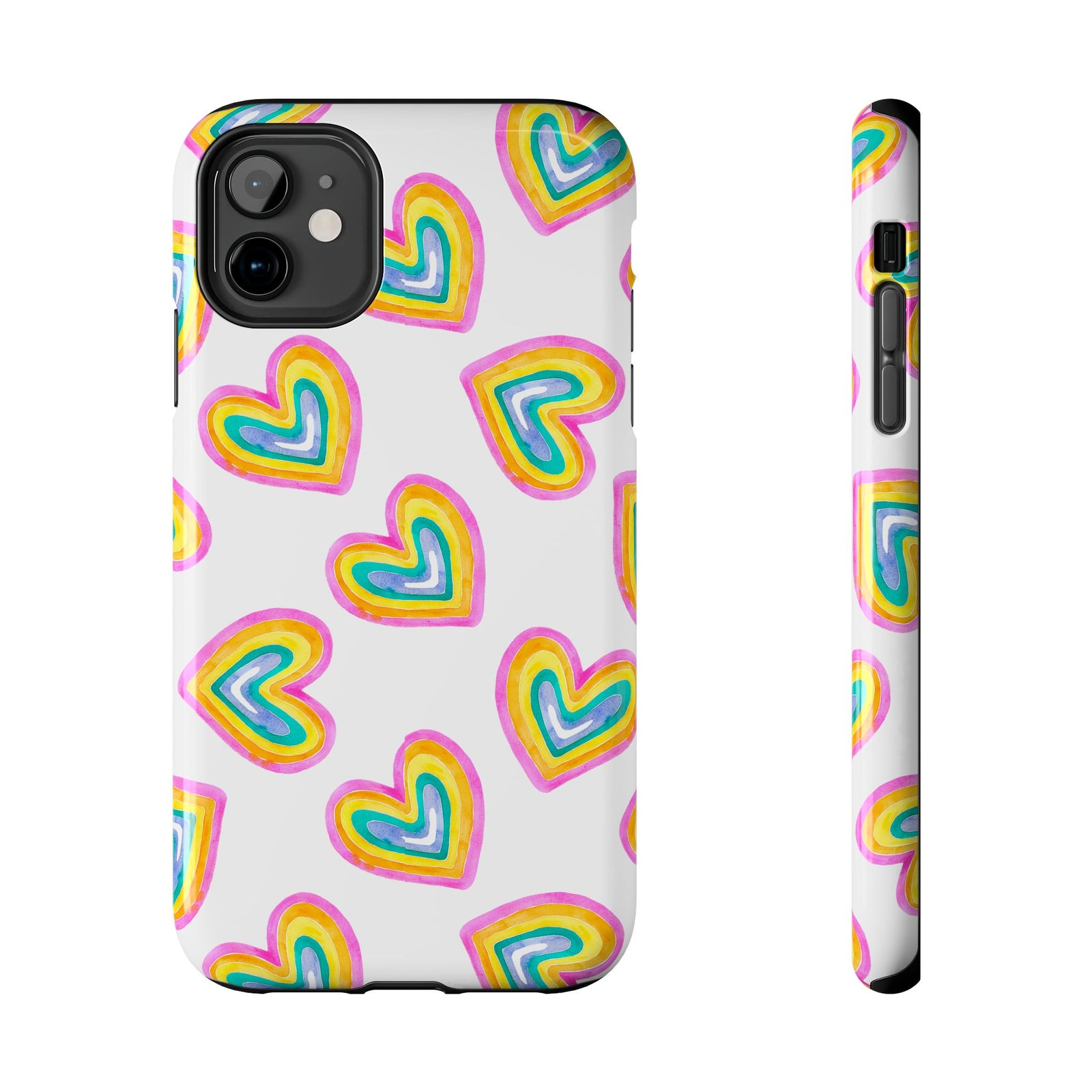 Rainbow Heart Tough Phone Case — Durable Cute Protective Phone Cover