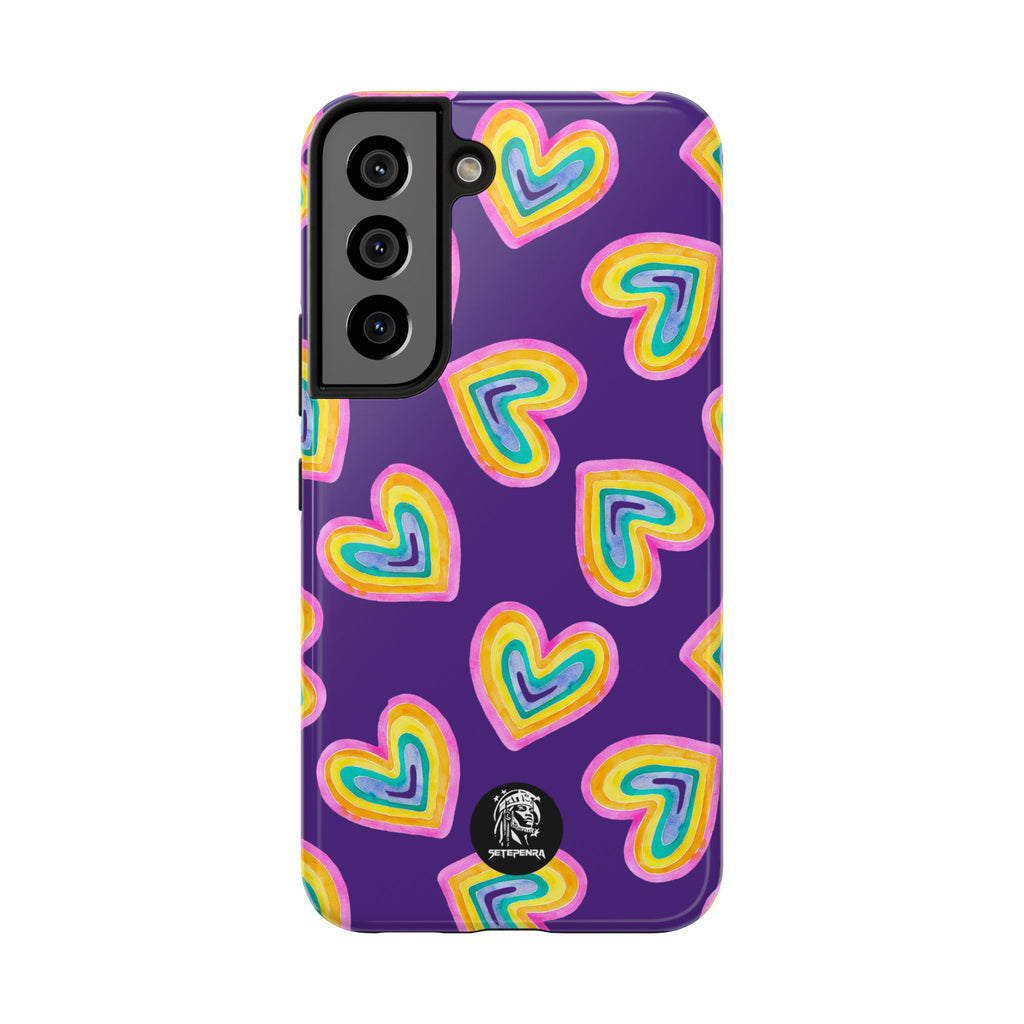 Rainbow Heart Tough Phone Case (For iPhone, Galaxy & More) - Purple
