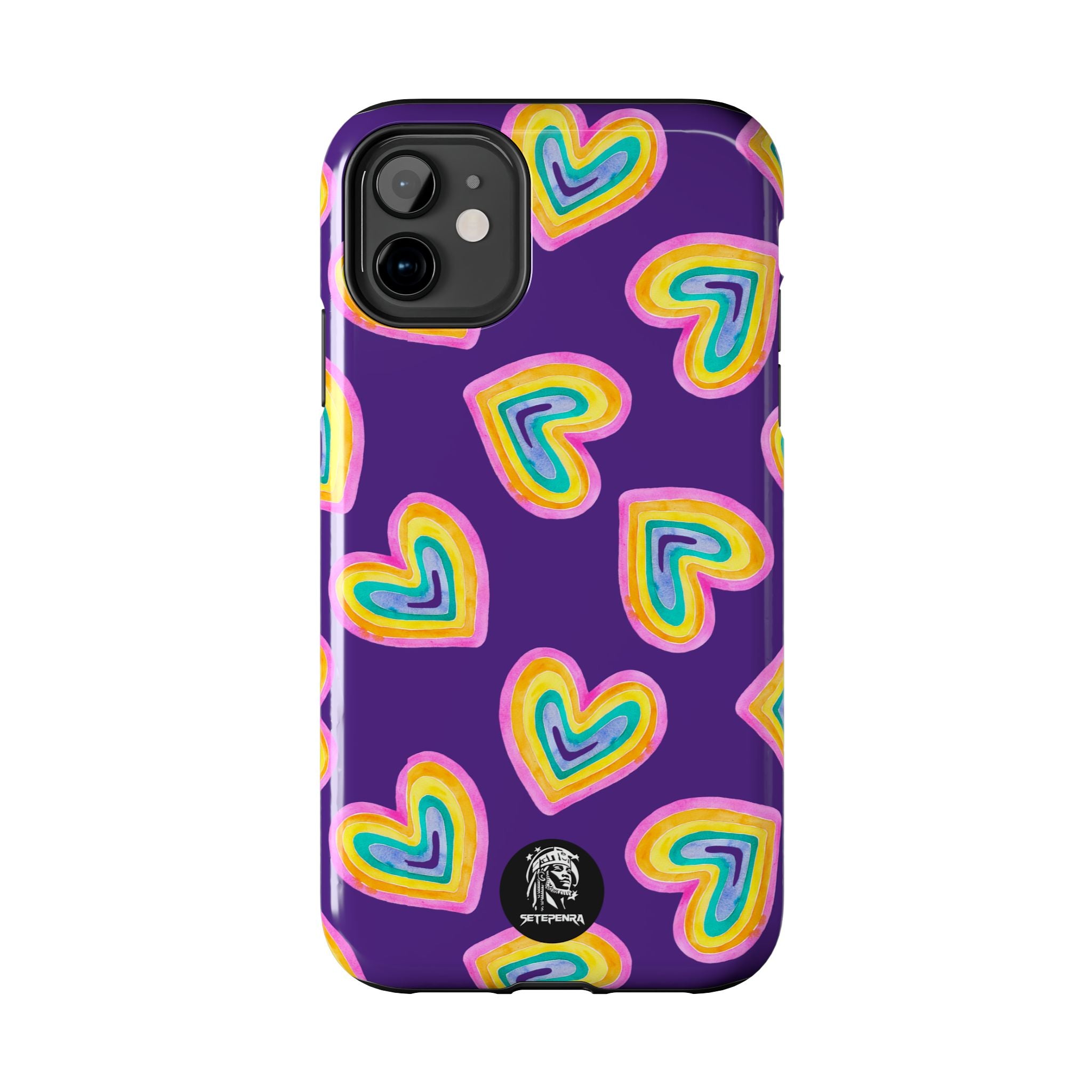 Rainbow Heart Tough Phone Case (For iPhone, Galaxy & More) - Purple