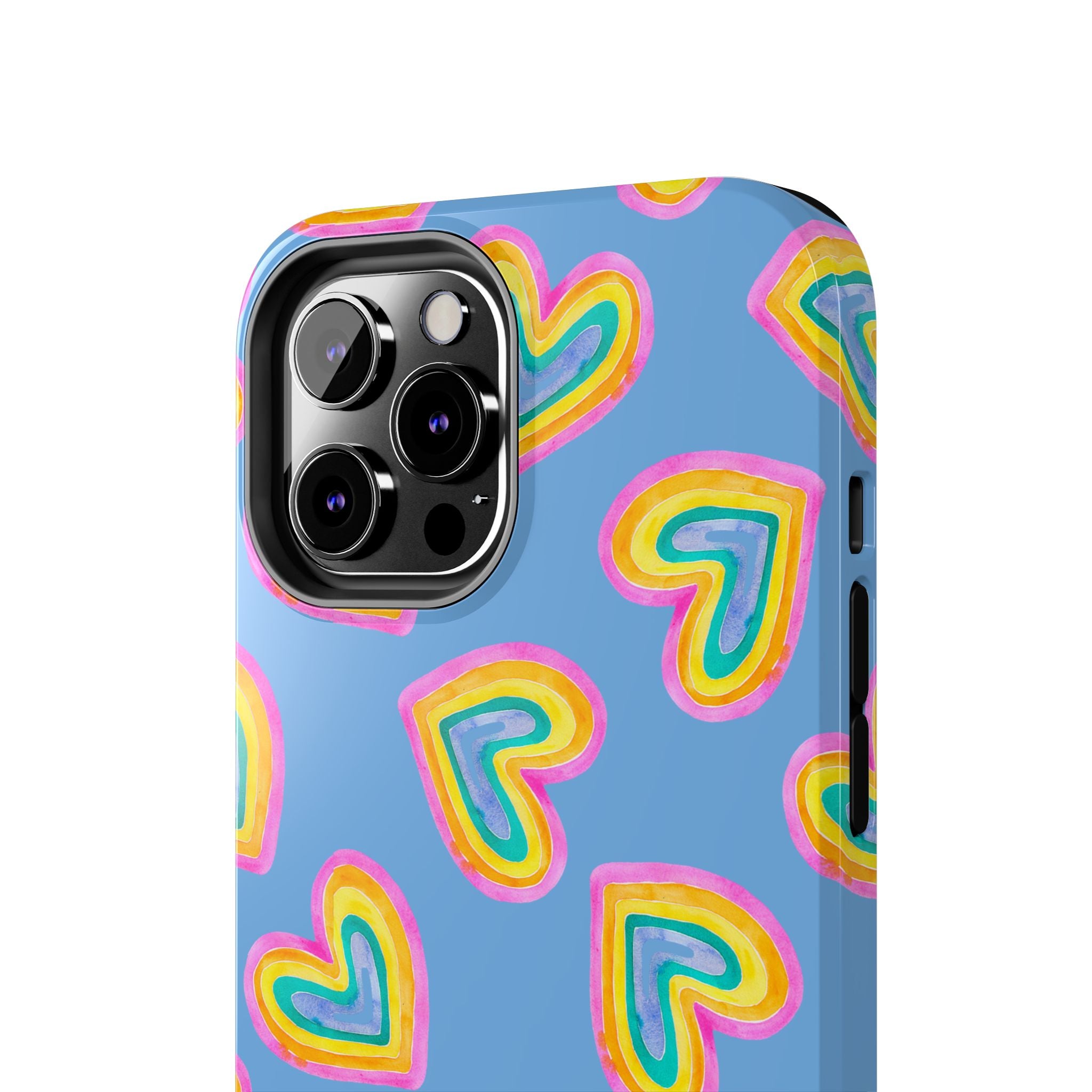 Rainbow Heart Tough Phone Case (For iPhone, Galaxy & More) - Light Blue