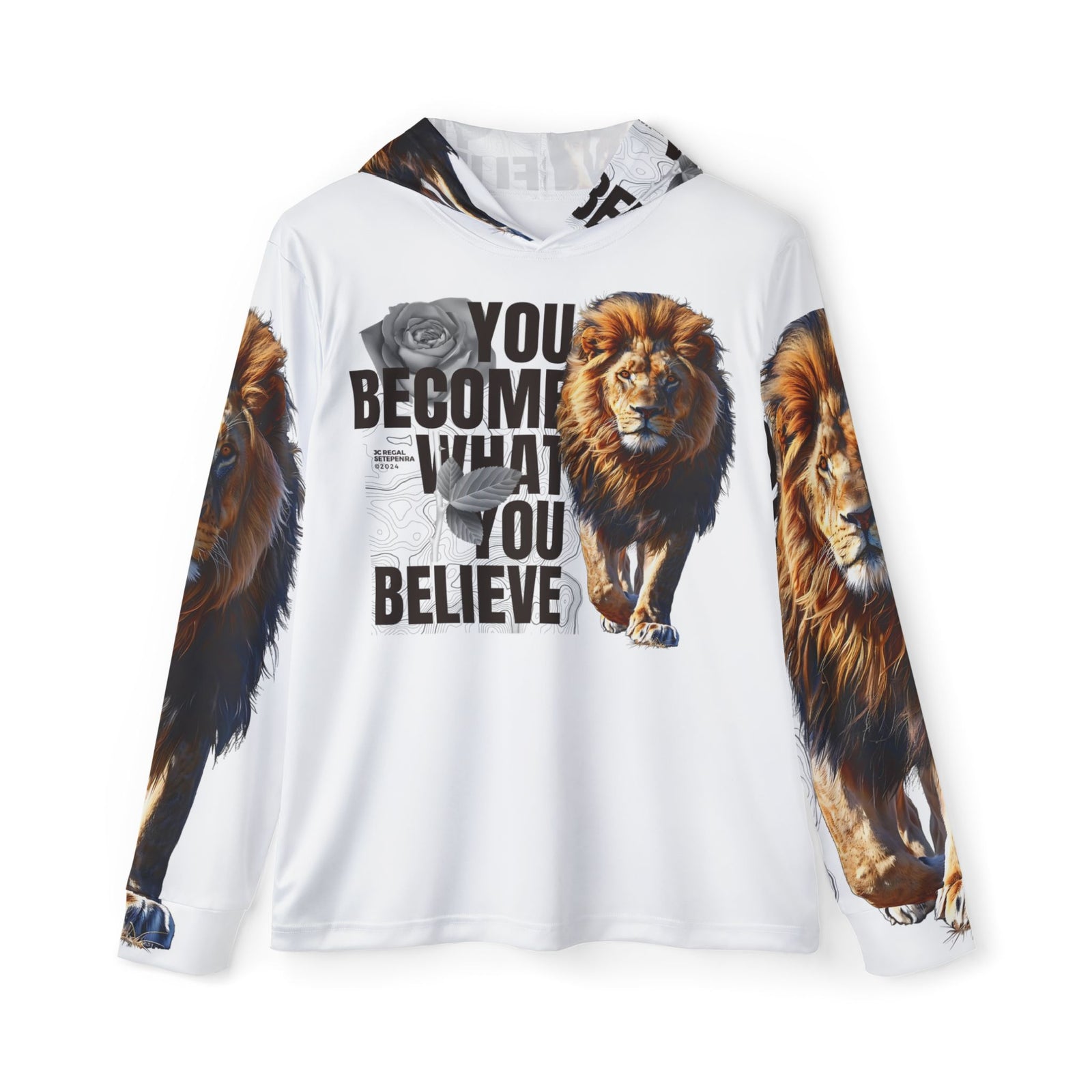 You Become What You Believe Men's Sports Warmup Hoodie (White) SETEPENRA All Over Prints.