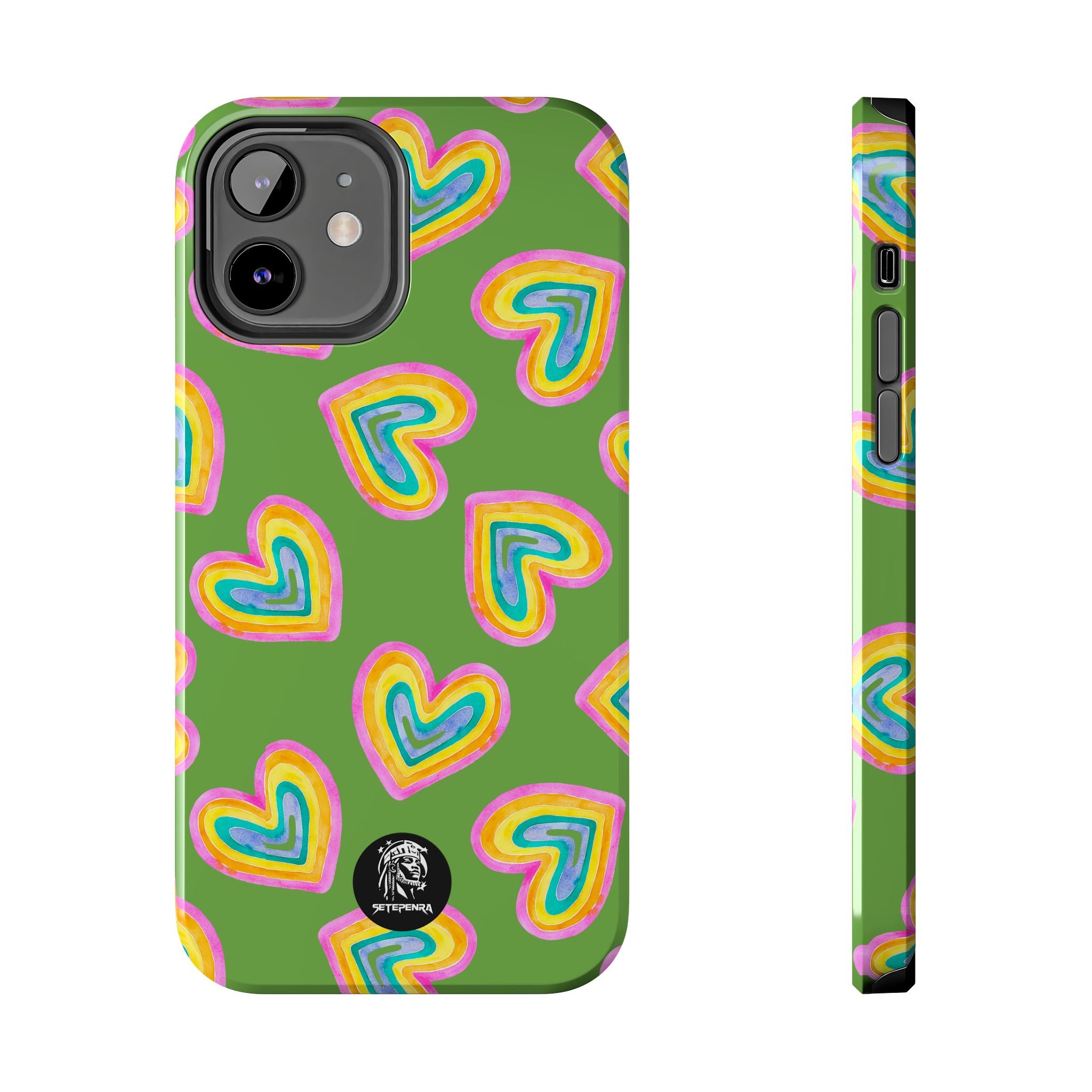 Rainbow Heart Tough Phone Case (For iPhone, Galaxy & More) - Green