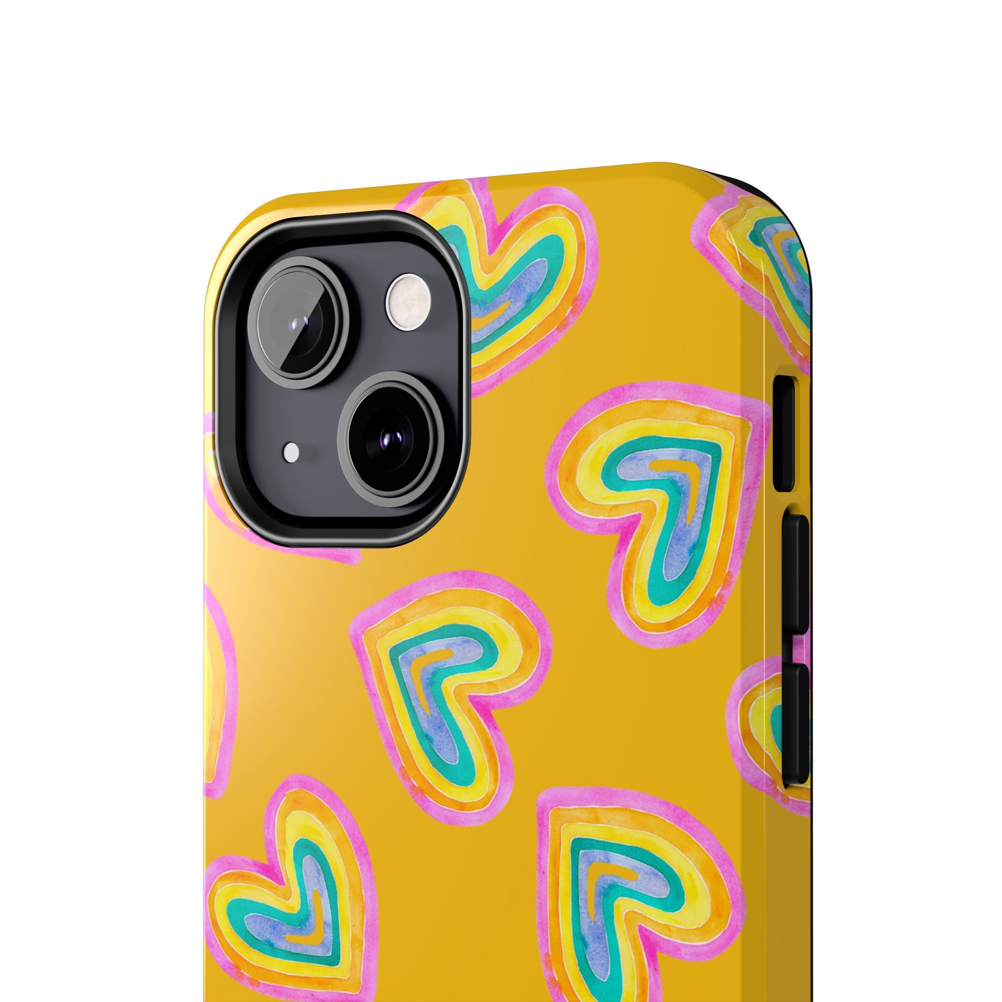 Rainbow Heart Tough Phone Case (For iPhone, Galaxy & More) - Yellow