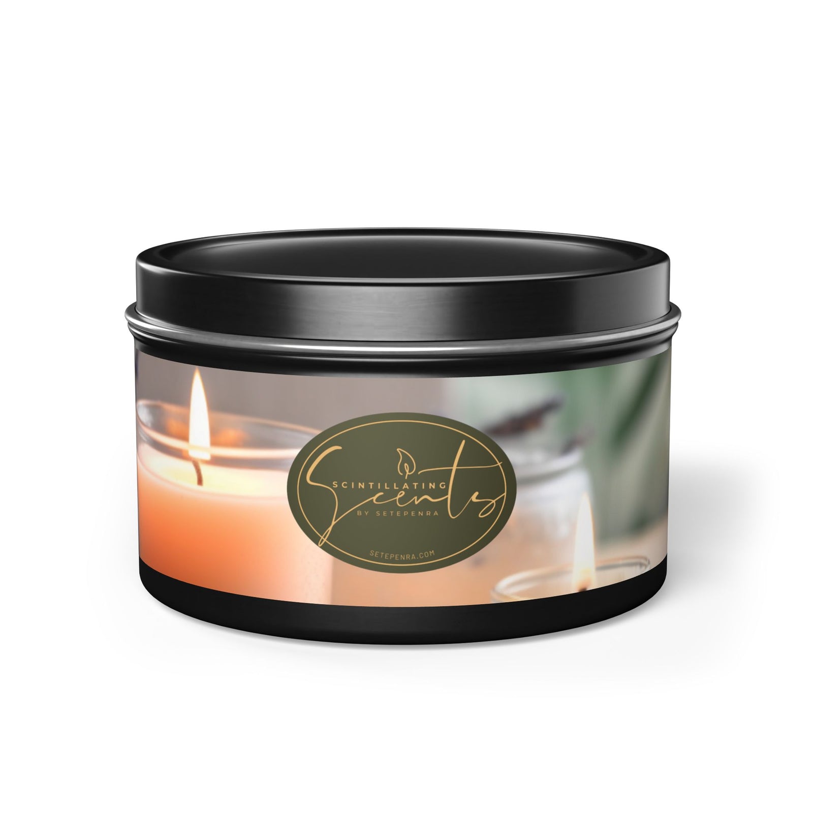 Scintillating Scents by SETEPENRA Tin Candles - Gold, Silver, Black (4oz, 8oz) SETEPENRA Home Decor.