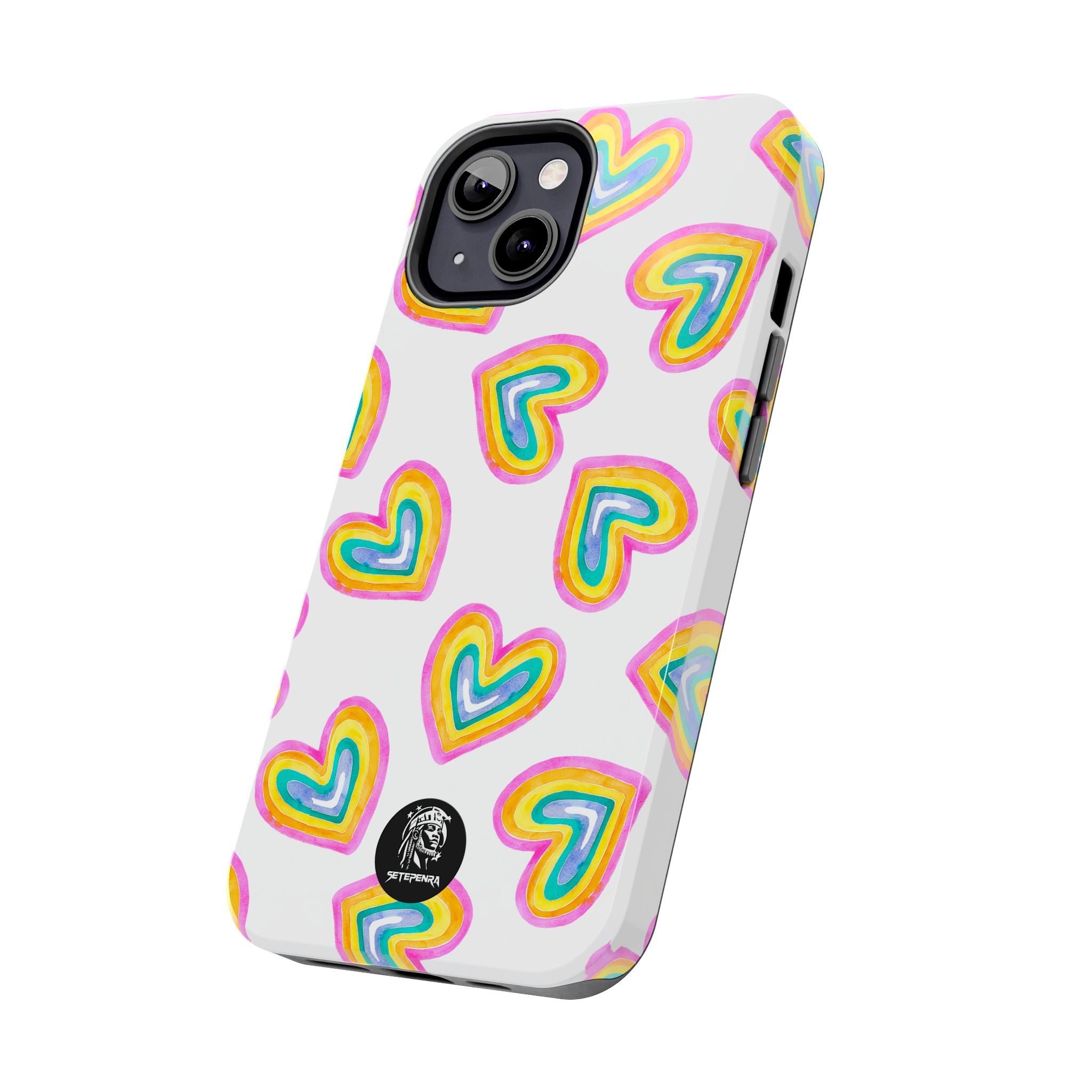 Rainbow Heart Tough Phone Case (For iPhone, Galaxy & More) - White