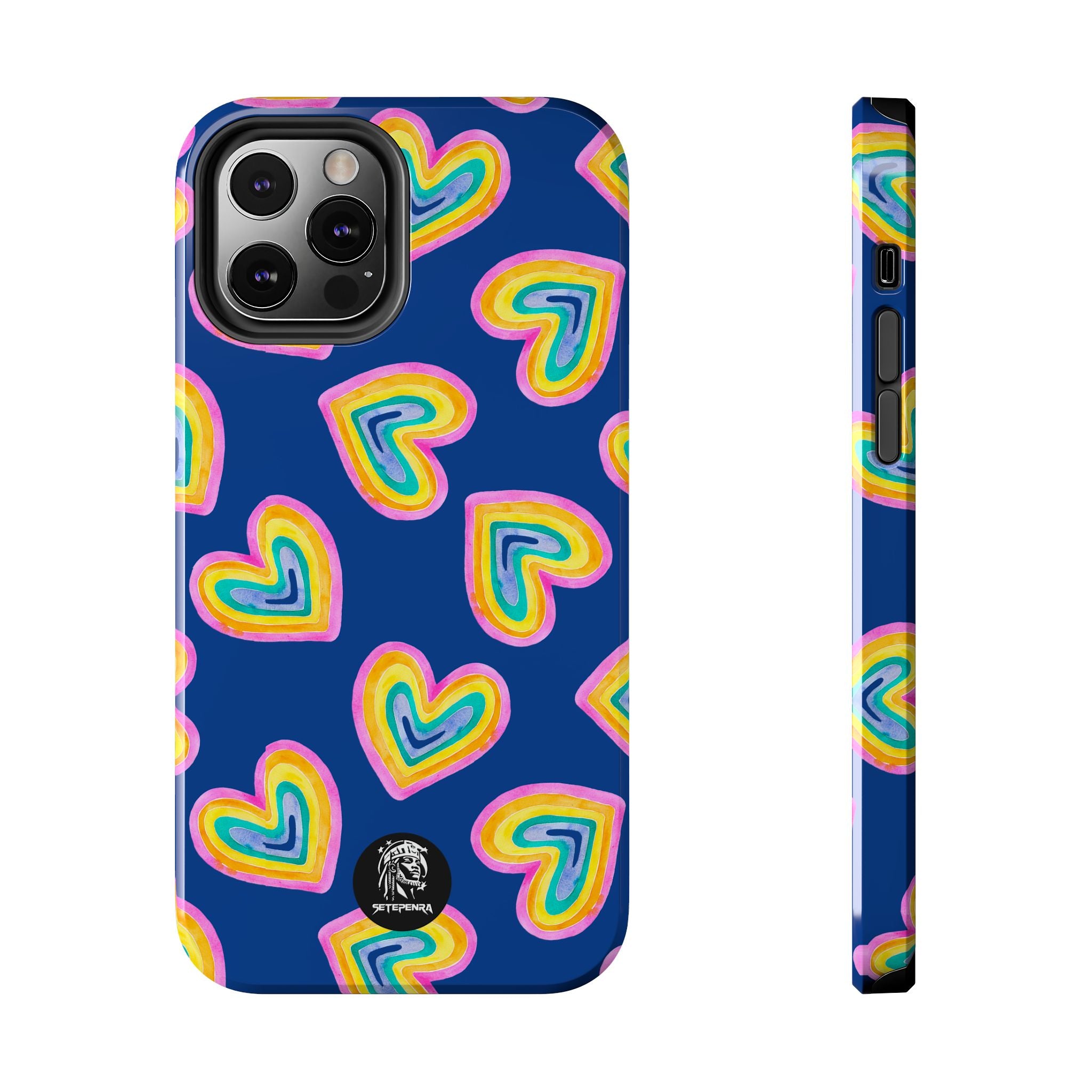 Rainbow Heart Tough Phone Case (For iPhone, Galaxy & More) - Dark Blue SETEPENRA Phone Case.