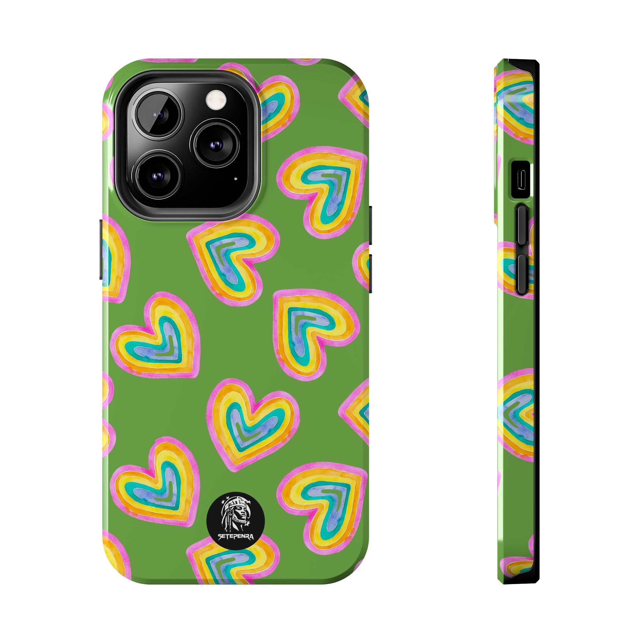Rainbow Heart Tough Phone Case (For iPhone, Galaxy & More) - Green