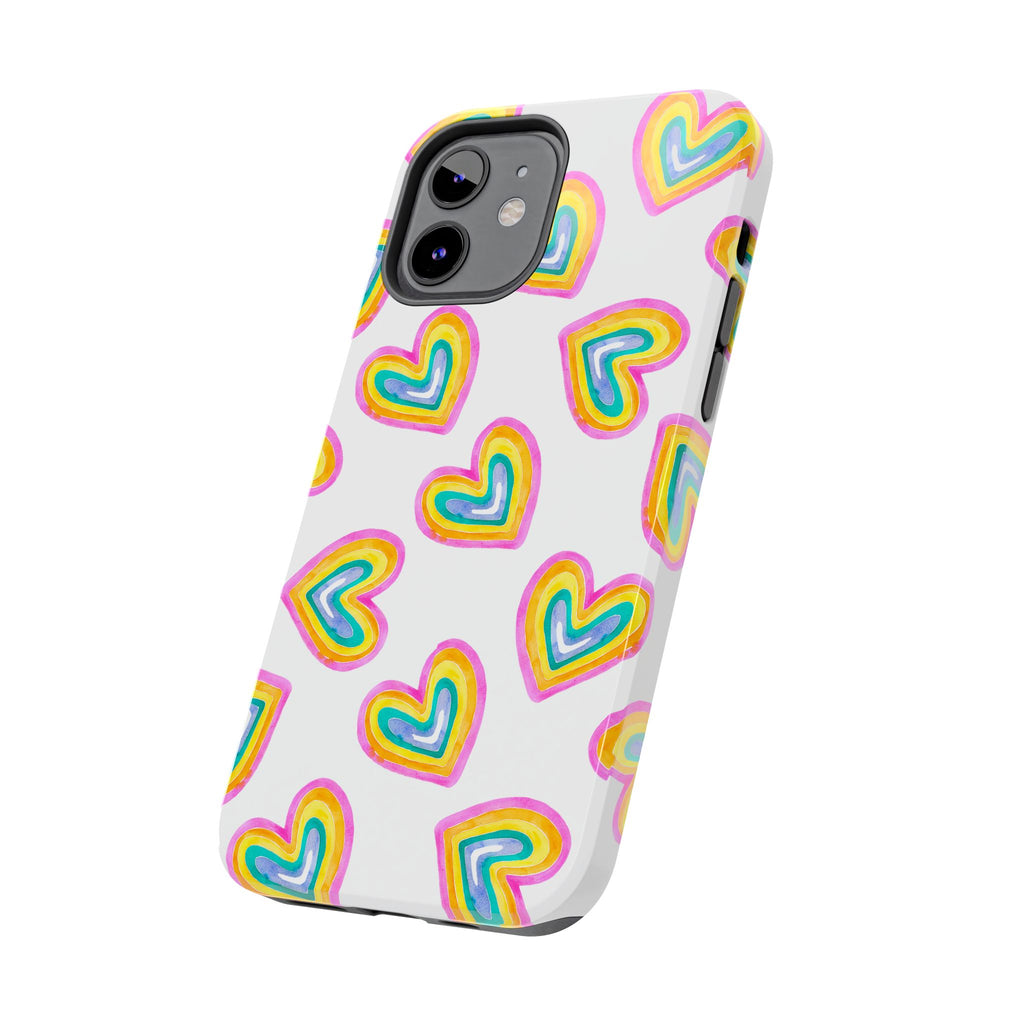 Rainbow Heart Tough Phone Case — Durable Cute Protective Phone Cover