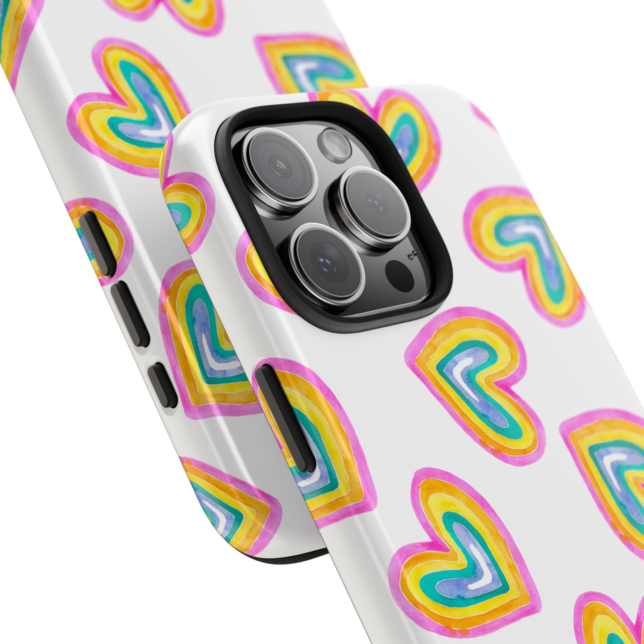 Rainbow Heart Tough Phone Case (For iPhone, Galaxy & More) - White