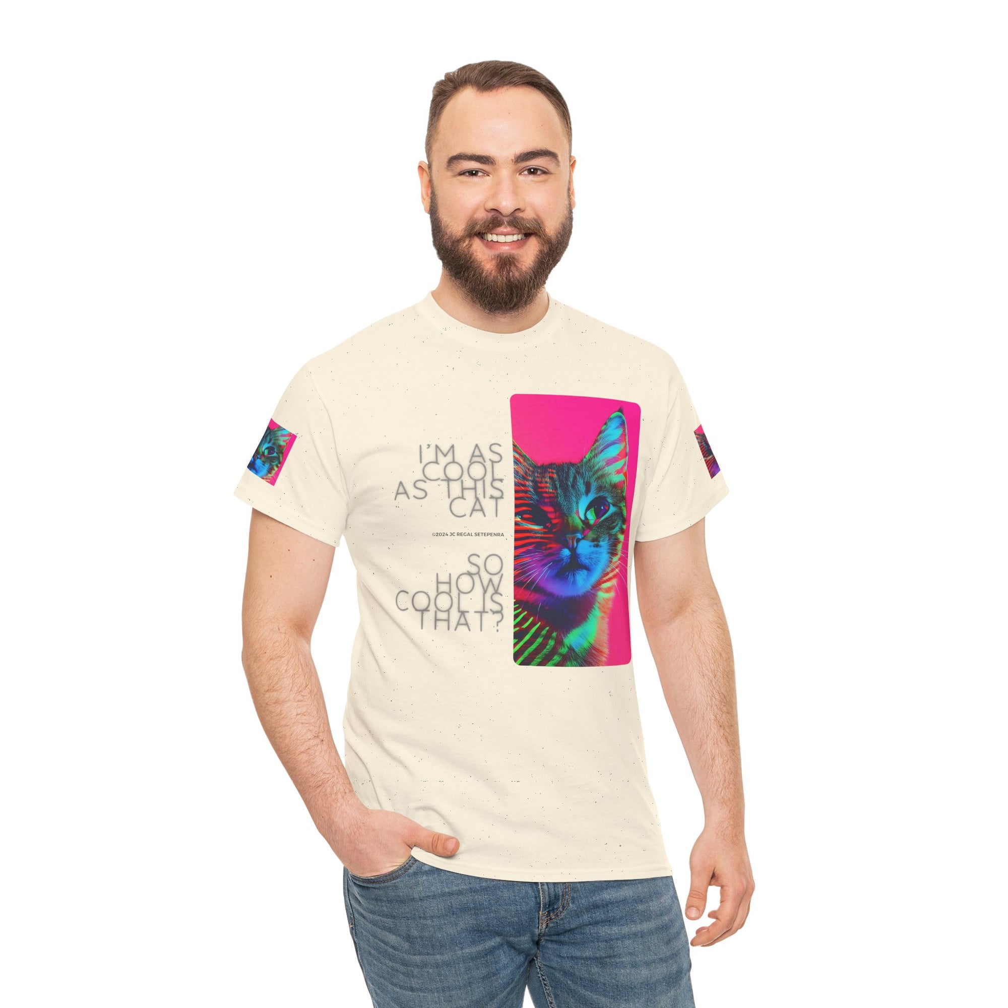 Cool Cat (Whiskers 2) Unisex Heavy Cotton Tee SETEPENRA T-Shirt.