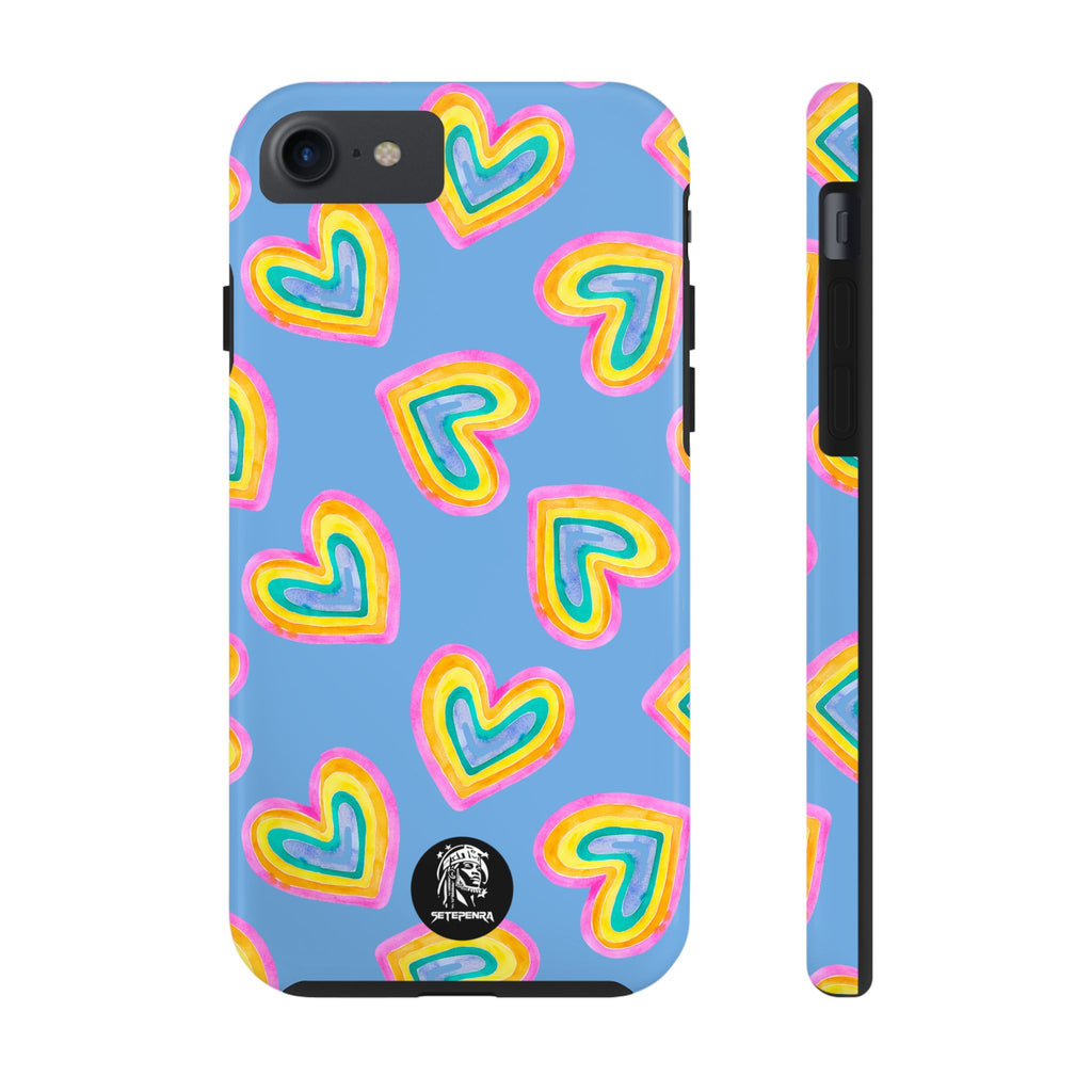 Rainbow Heart Tough Phone Case (For iPhone, Galaxy & More) - Light Blue SETEPENRA Phone Case.