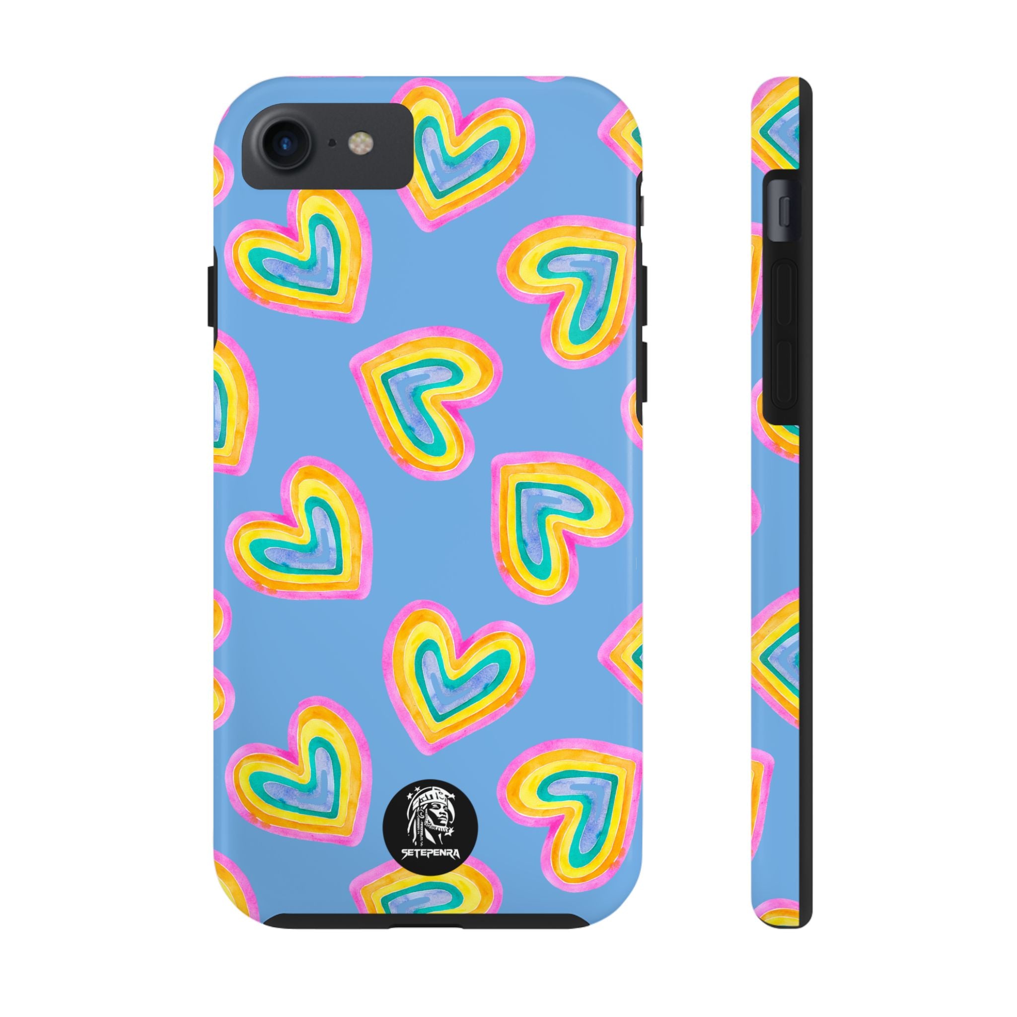 Rainbow Heart Tough Phone Case (For iPhone, Galaxy & More) - Light Blue SETEPENRA Phone Case.