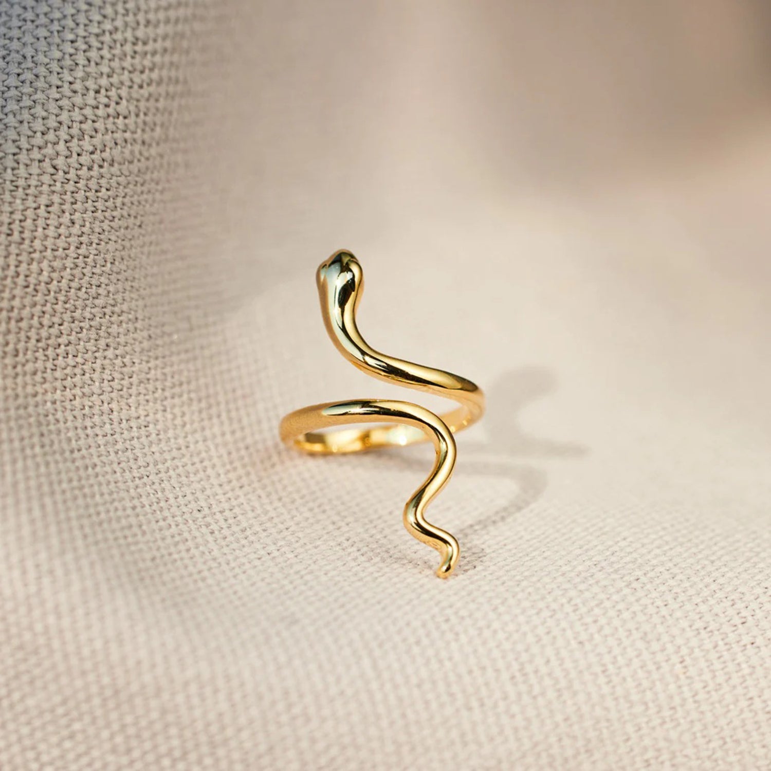 Snake Shape 18K Gold-Plated Bypass Ring SETEPENRA .