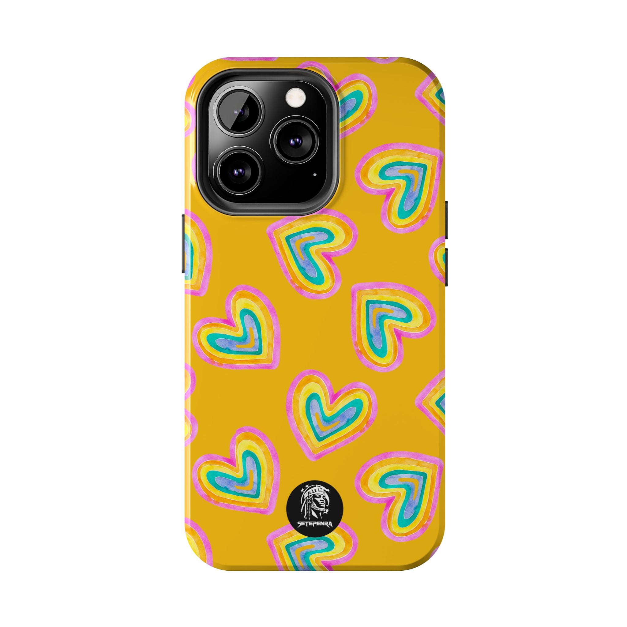 Rainbow Heart Tough Phone Case (For iPhone, Galaxy & More) - Yellow