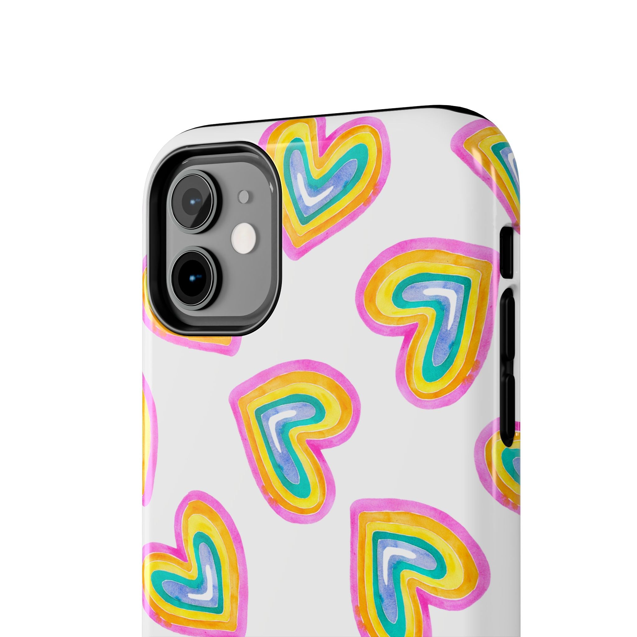 Rainbow Heart Tough Phone Case (For iPhone, Galaxy & More) - White