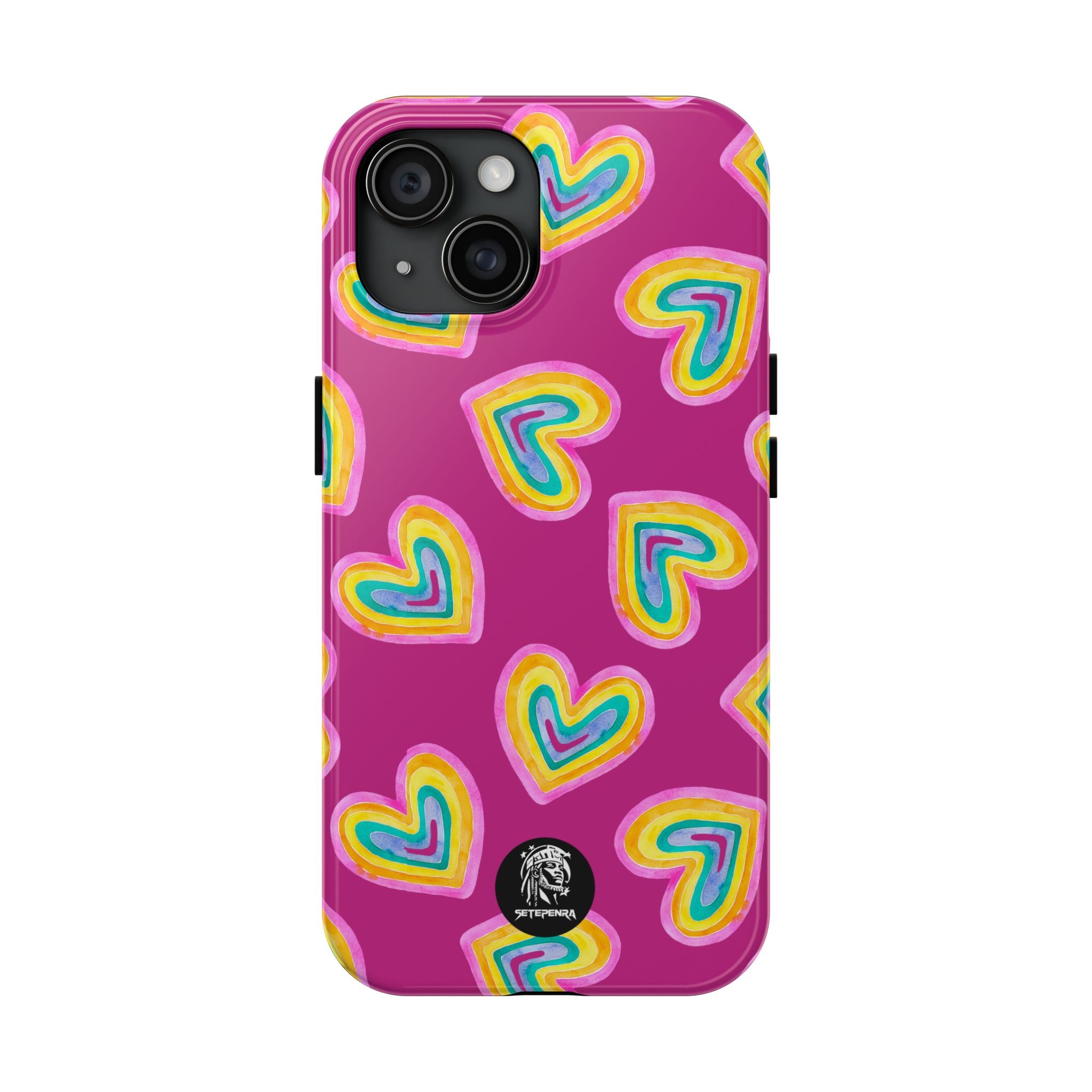 Rainbow Heart Tough Phone Case (For iPhone, Galaxy & More) - Pink