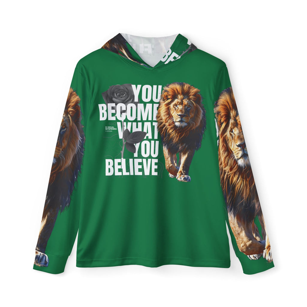 You Become What You Believe Men's Sports Warmup Hoodie (Dark Green) SETEPENRA All Over Prints.