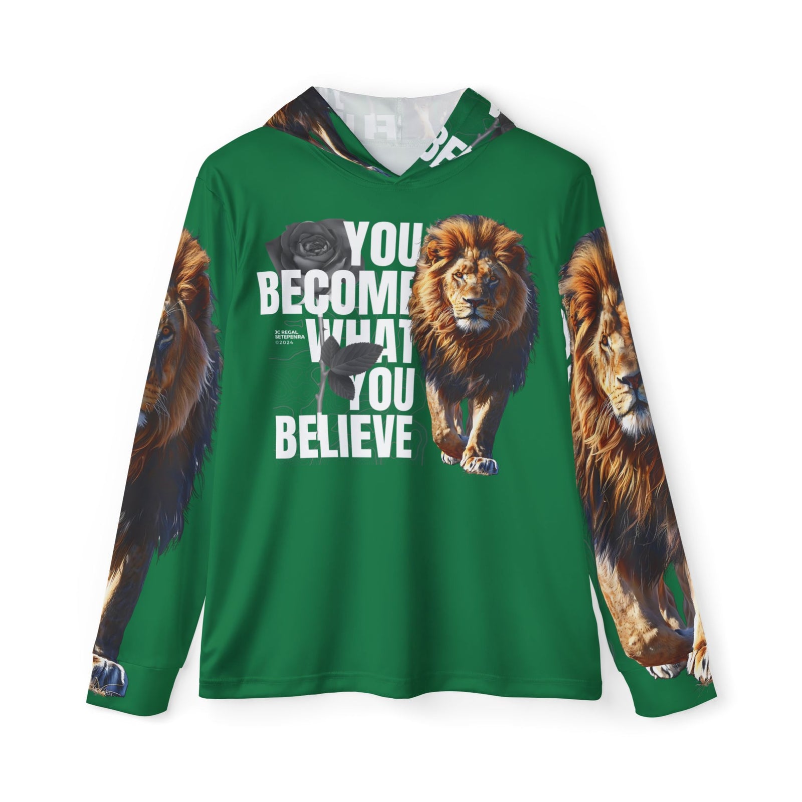 You Become What You Believe Men's Sports Warmup Hoodie (Dark Green) SETEPENRA All Over Prints.