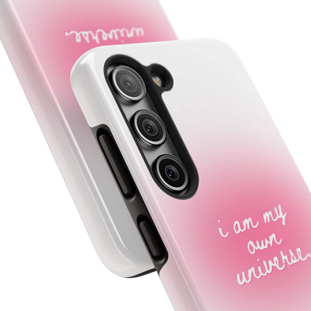 I Am My Own Universe — Pink On White Protective Cover Tough Phone Case