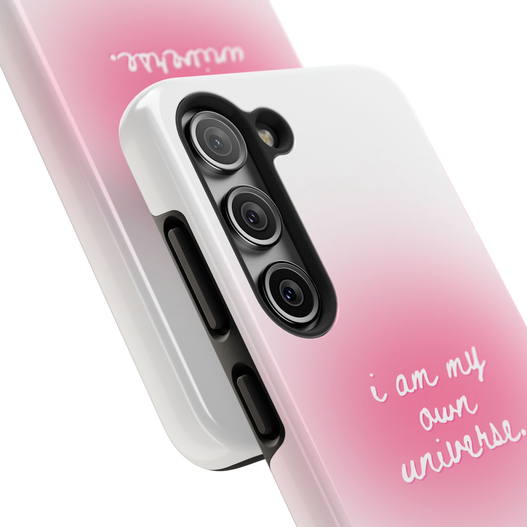 I Am My Own Universe — Pink On White Protective Cover Tough Phone Case