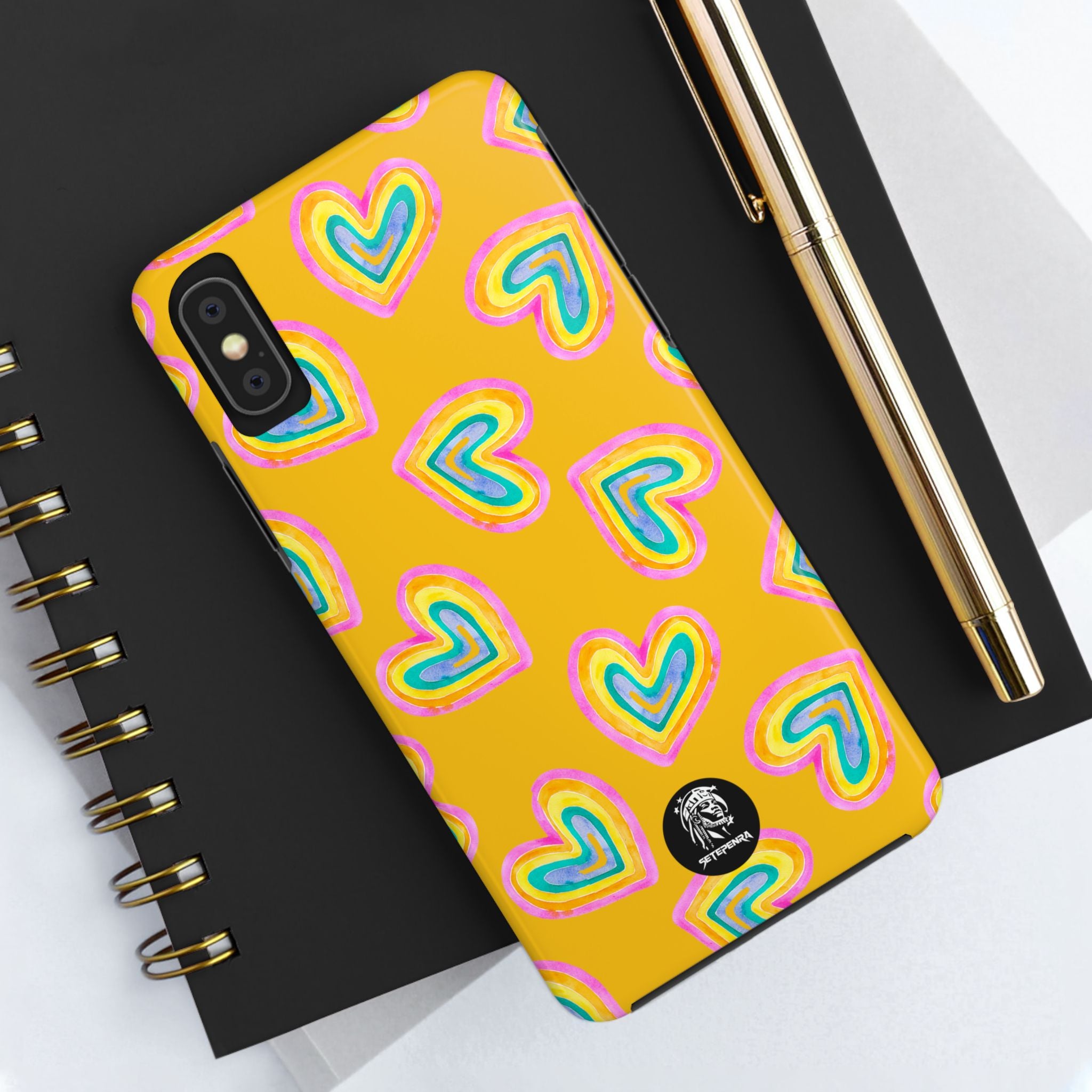 Rainbow Heart Tough Phone Case (For iPhone, Galaxy & More) - Yellow