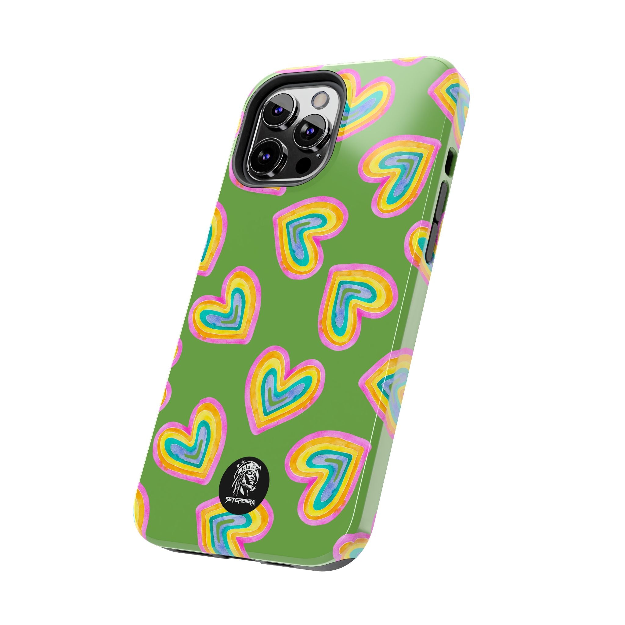 Rainbow Heart Tough Phone Case (For iPhone, Galaxy & More) - Green