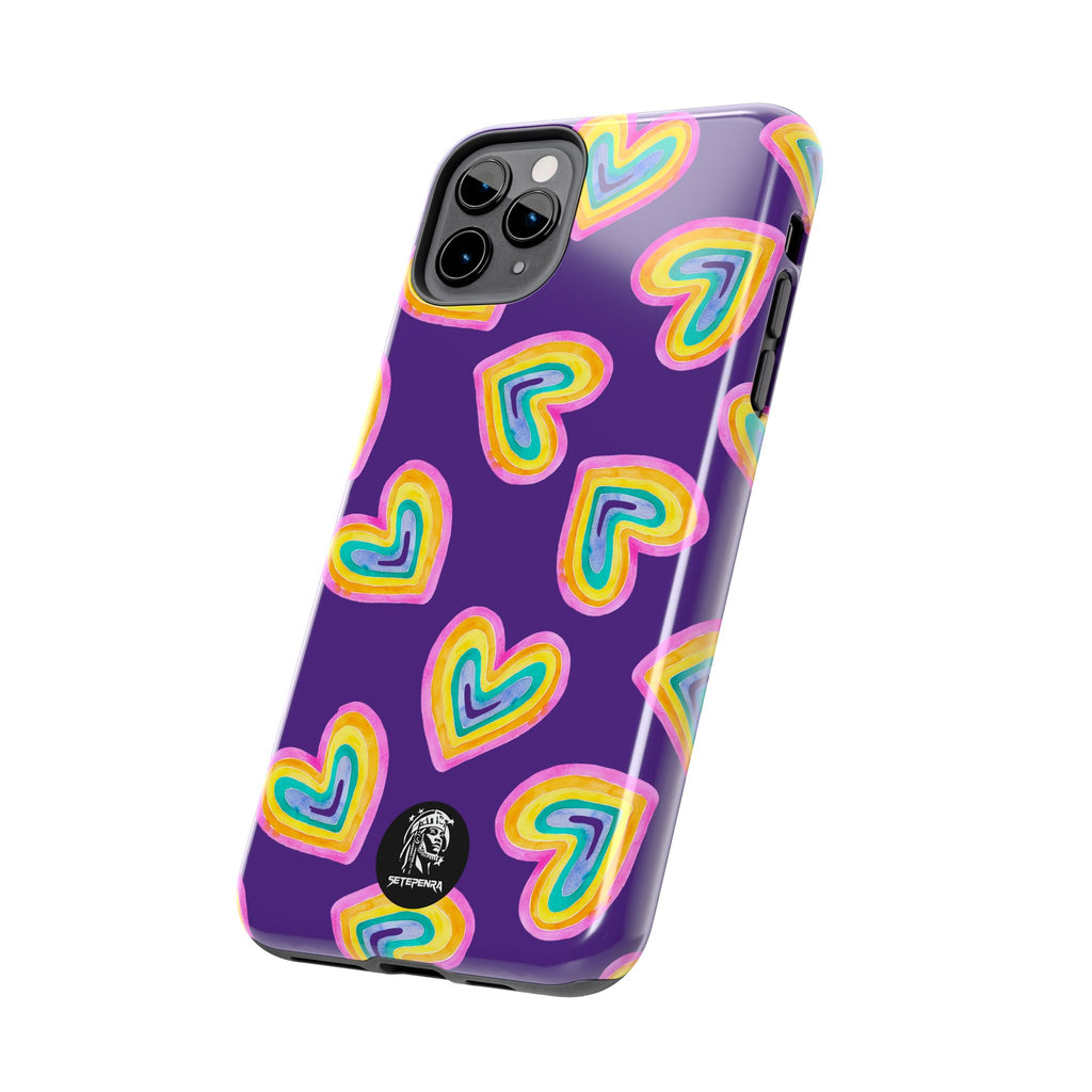 Rainbow Heart Tough Phone Case (For iPhone, Galaxy & More) - Purple