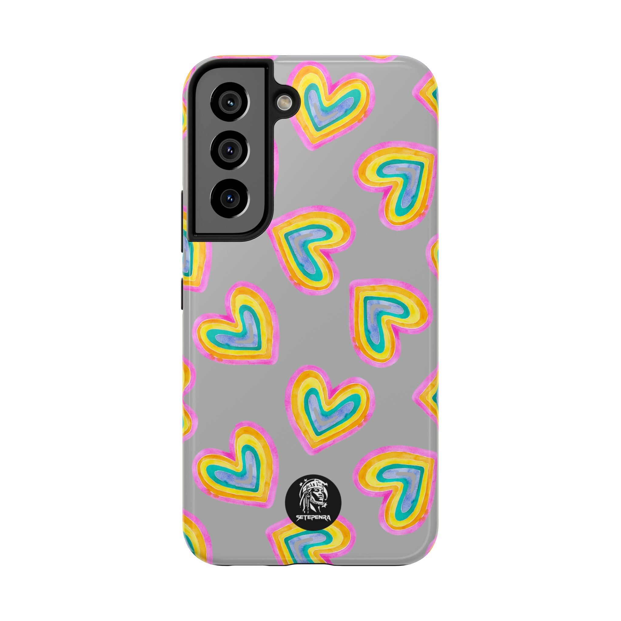Rainbow Heart Tough Phone Case (For iPhone, Galaxy & More) - Light Grey SETEPENRA Phone Case.
