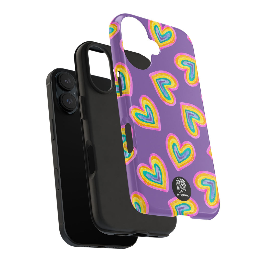 Rainbow Heart Tough Phone Case (For iPhone, Galaxy & More) - Light Purple