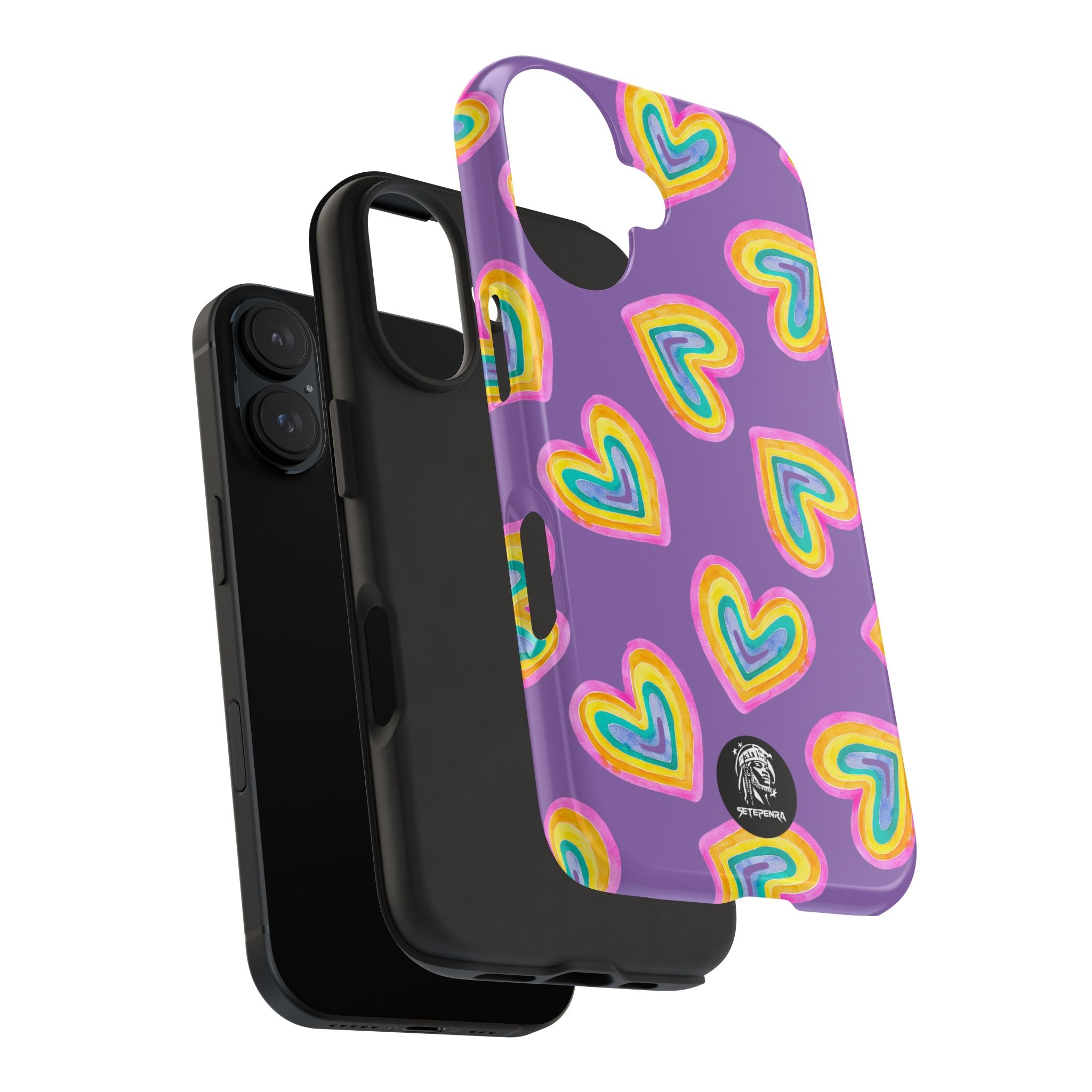 Rainbow Heart Tough Phone Case (For iPhone, Galaxy & More) - Light Purple