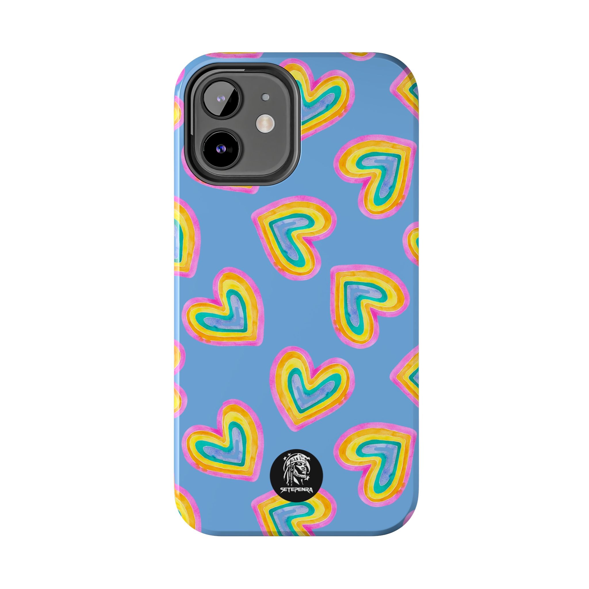 Rainbow Heart Tough Phone Case (For iPhone, Galaxy & More) - Light Blue