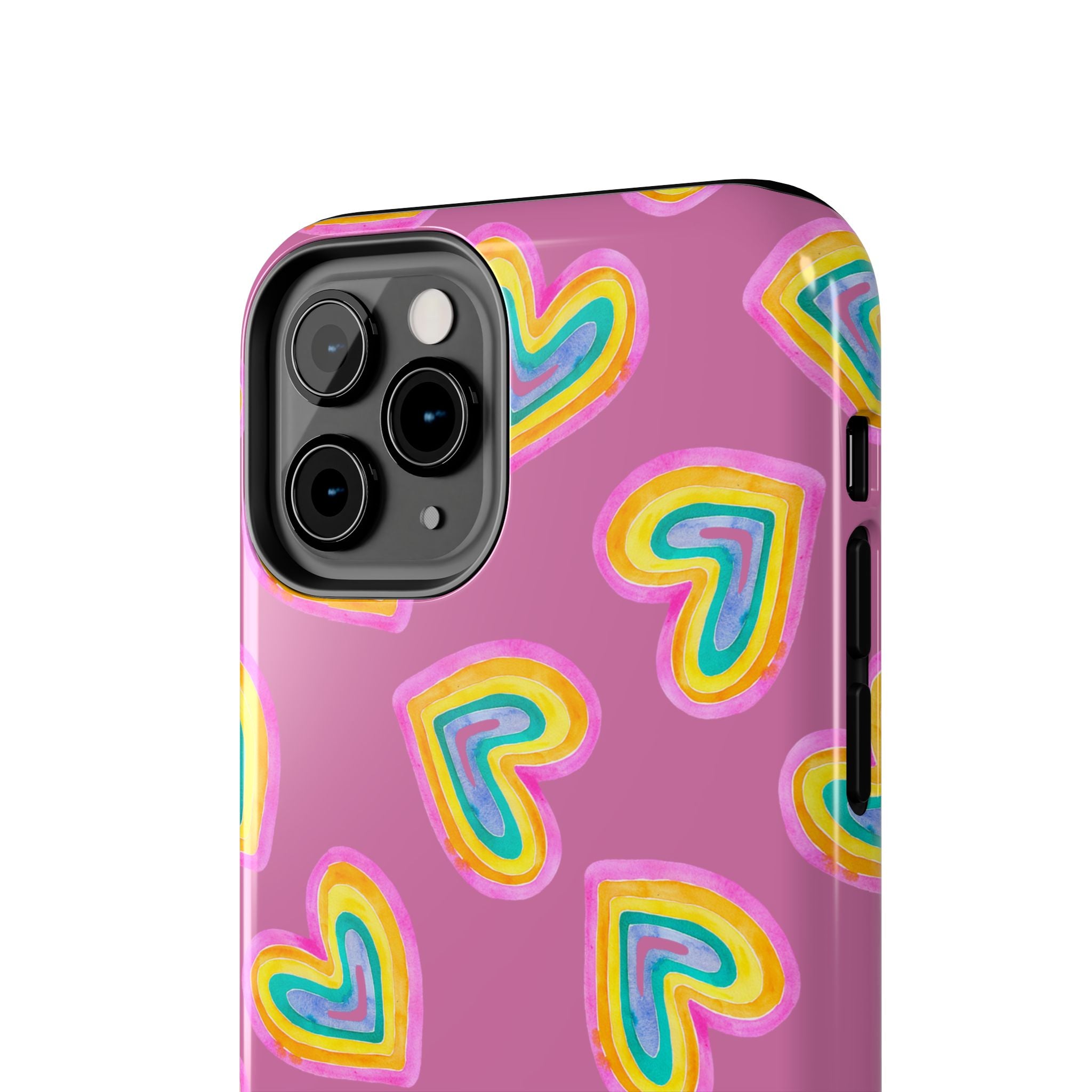 Rainbow Heart Tough Phone Case (For iPhone, Galaxy & More) - Light Pink