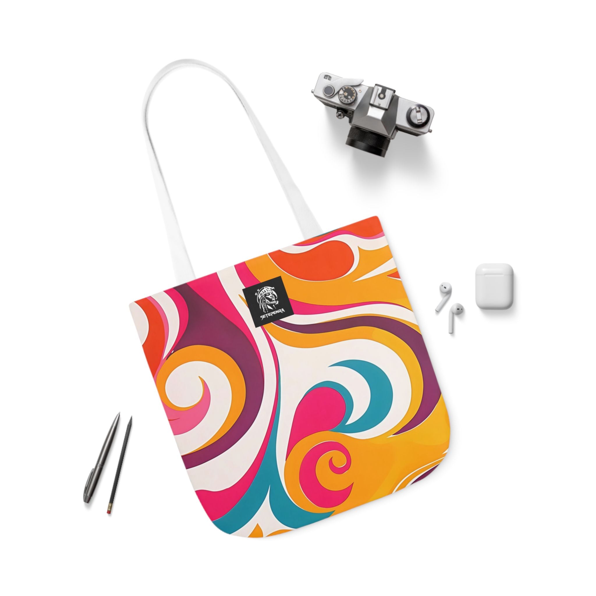 Golden Kandi Swirl  Canvas Tote Bag, 5-Color Straps
