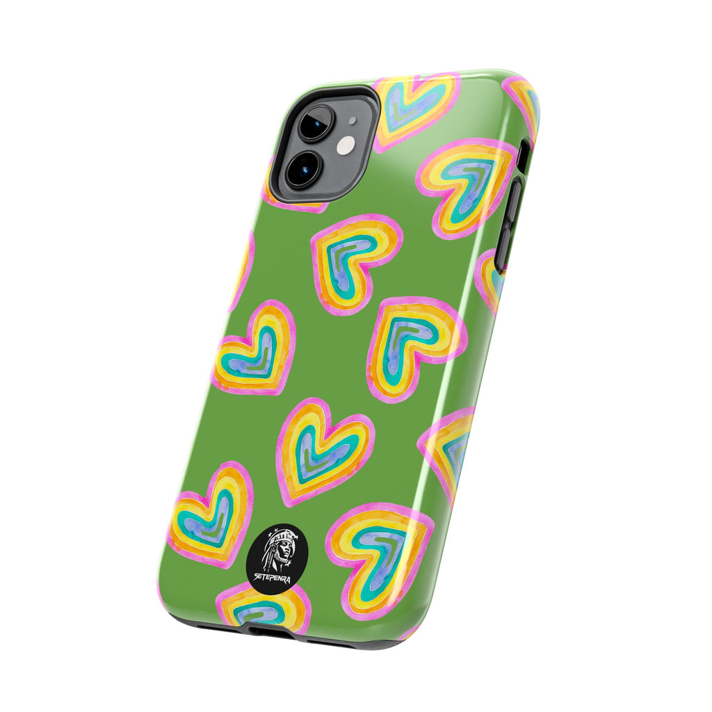 Rainbow Heart Tough Phone Case (For iPhone, Galaxy & More) - Green