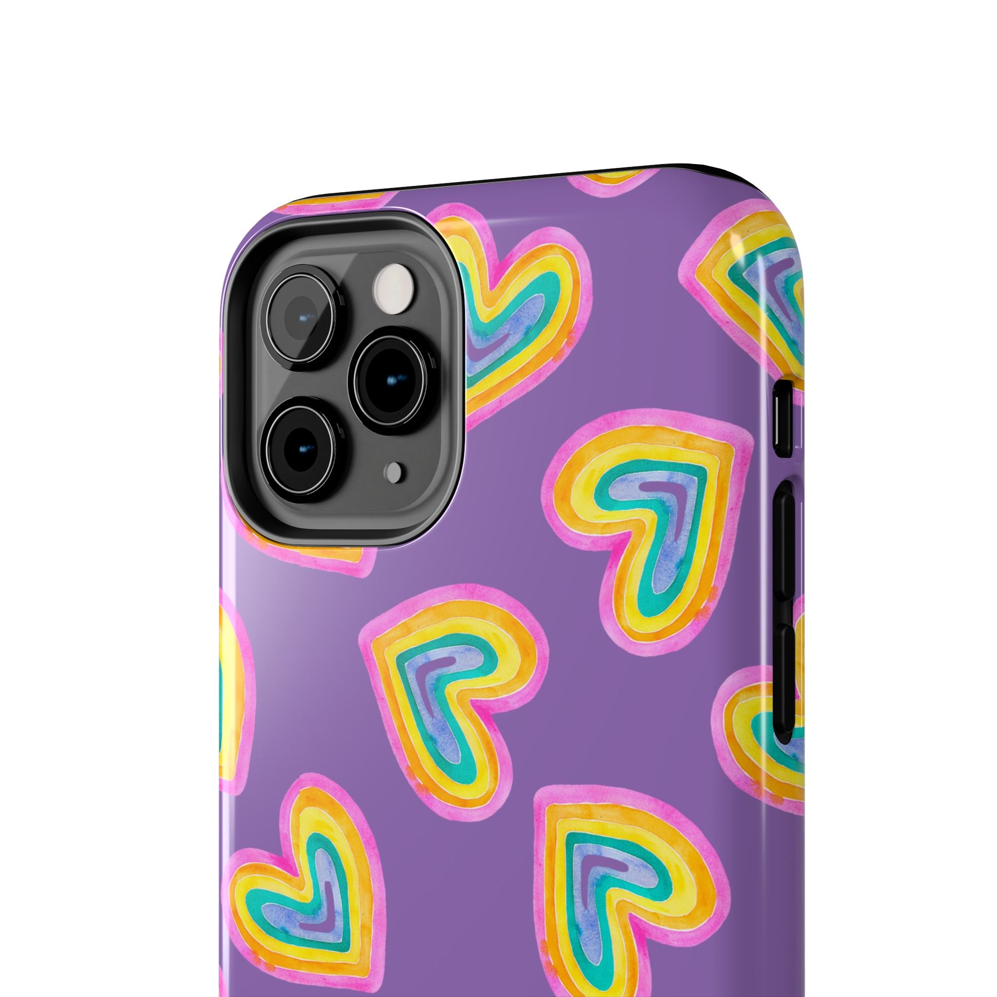 Rainbow Heart Tough Phone Case (For iPhone, Galaxy & More) - Light Purple