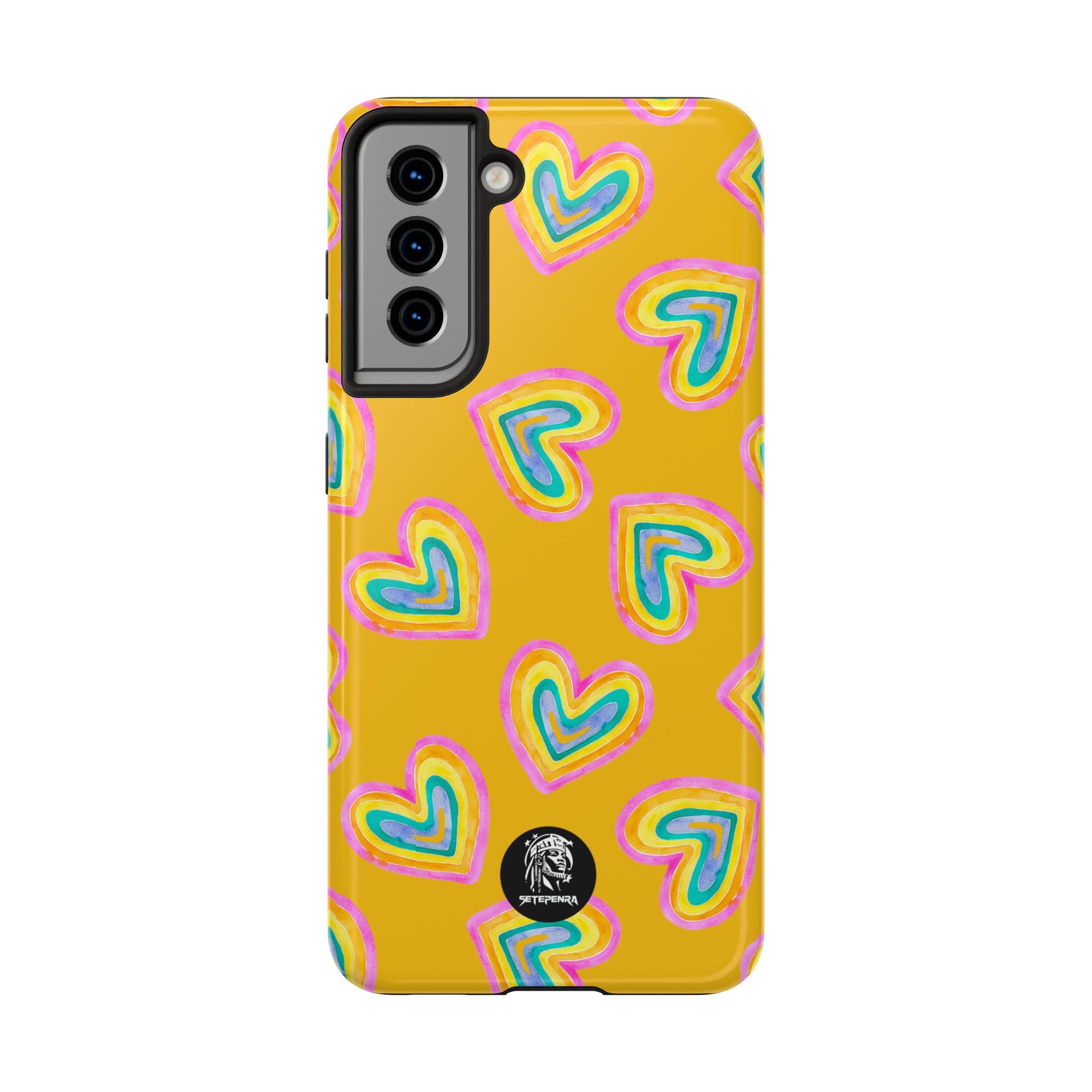 Rainbow Heart Tough Phone Case (For iPhone, Galaxy & More) - Yellow