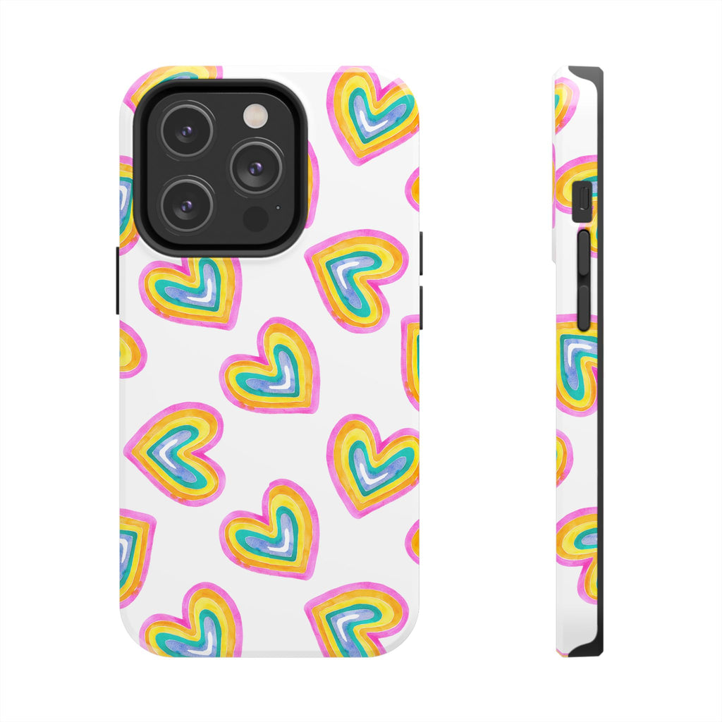 Rainbow Heart Tough Phone Case — Durable Cute Protective Phone Cover