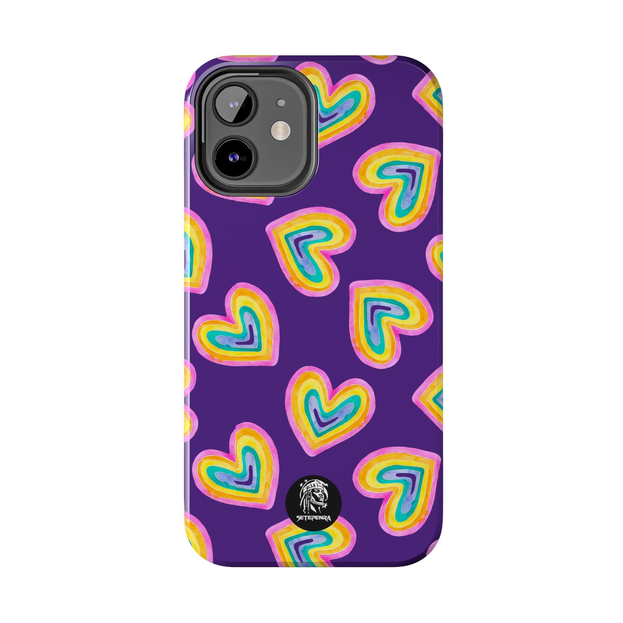 Rainbow Heart Tough Phone Case (For iPhone, Galaxy & More) - Purple