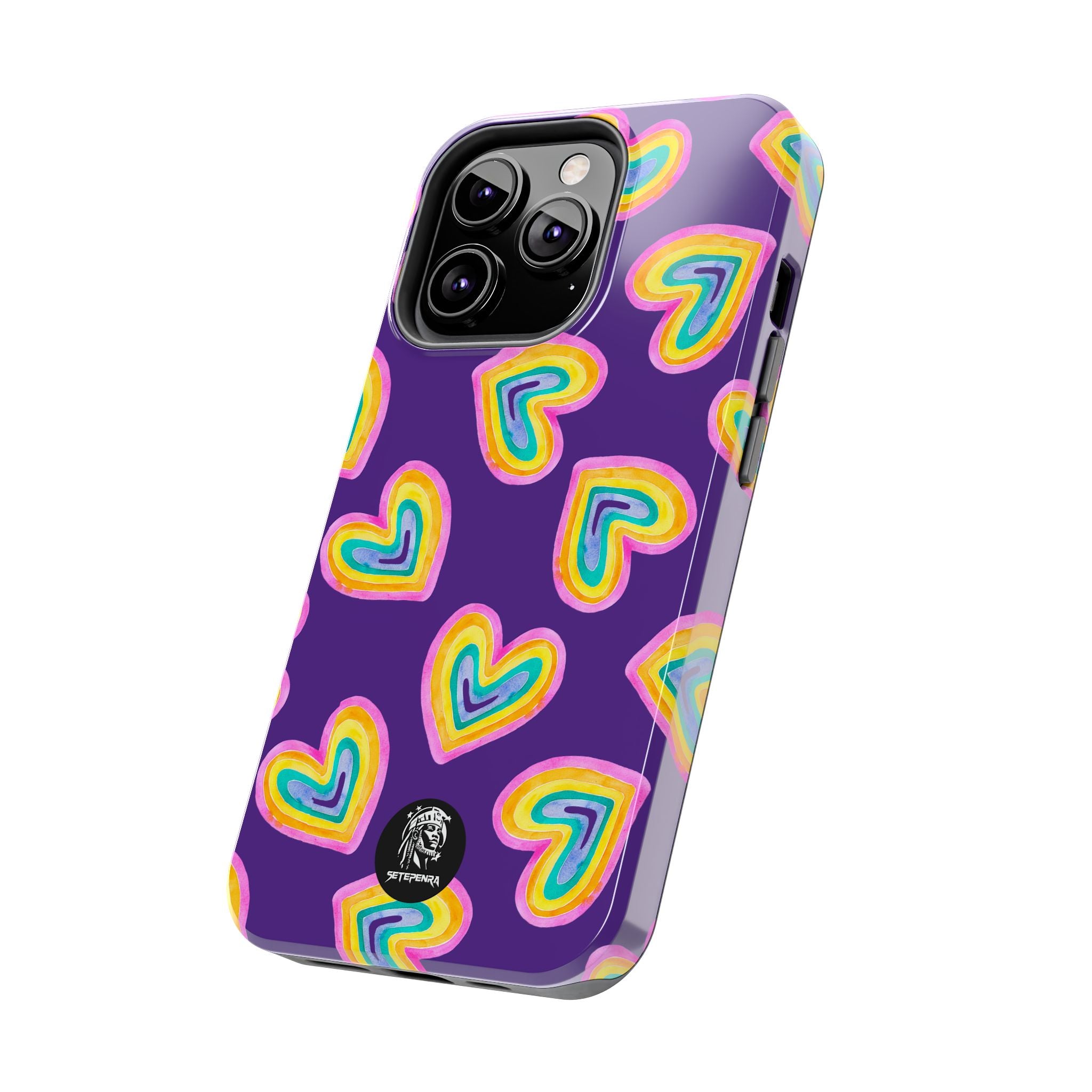 Rainbow Heart Tough Phone Case (For iPhone, Galaxy & More) - Purple